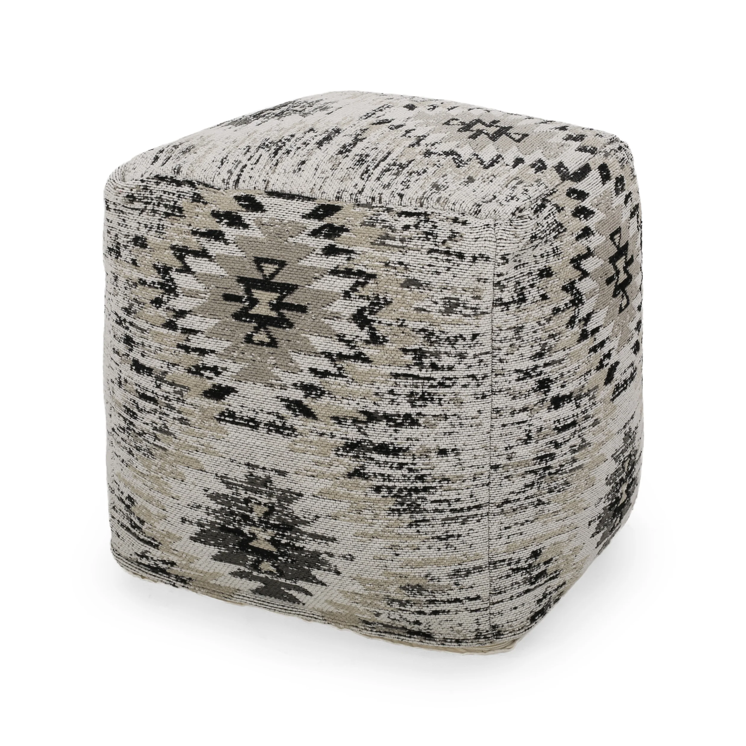 Anastyn Hand Loomed Boho Fabric Cube Pouf - furnishings