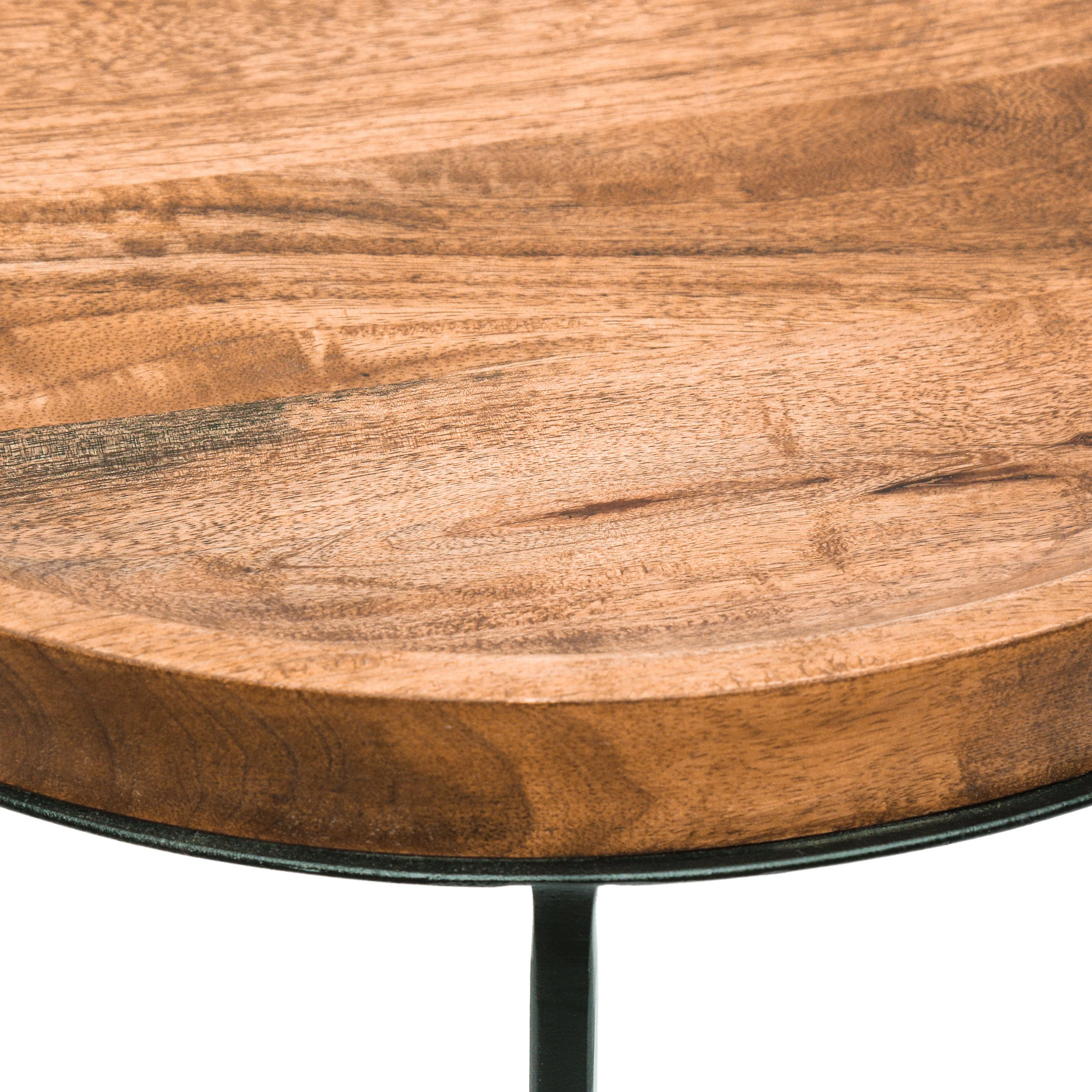 Colwill Modern Industrial Handcrafted Mango Wood Nested Side Tables (Set of 3), Natural and Black - furnishings