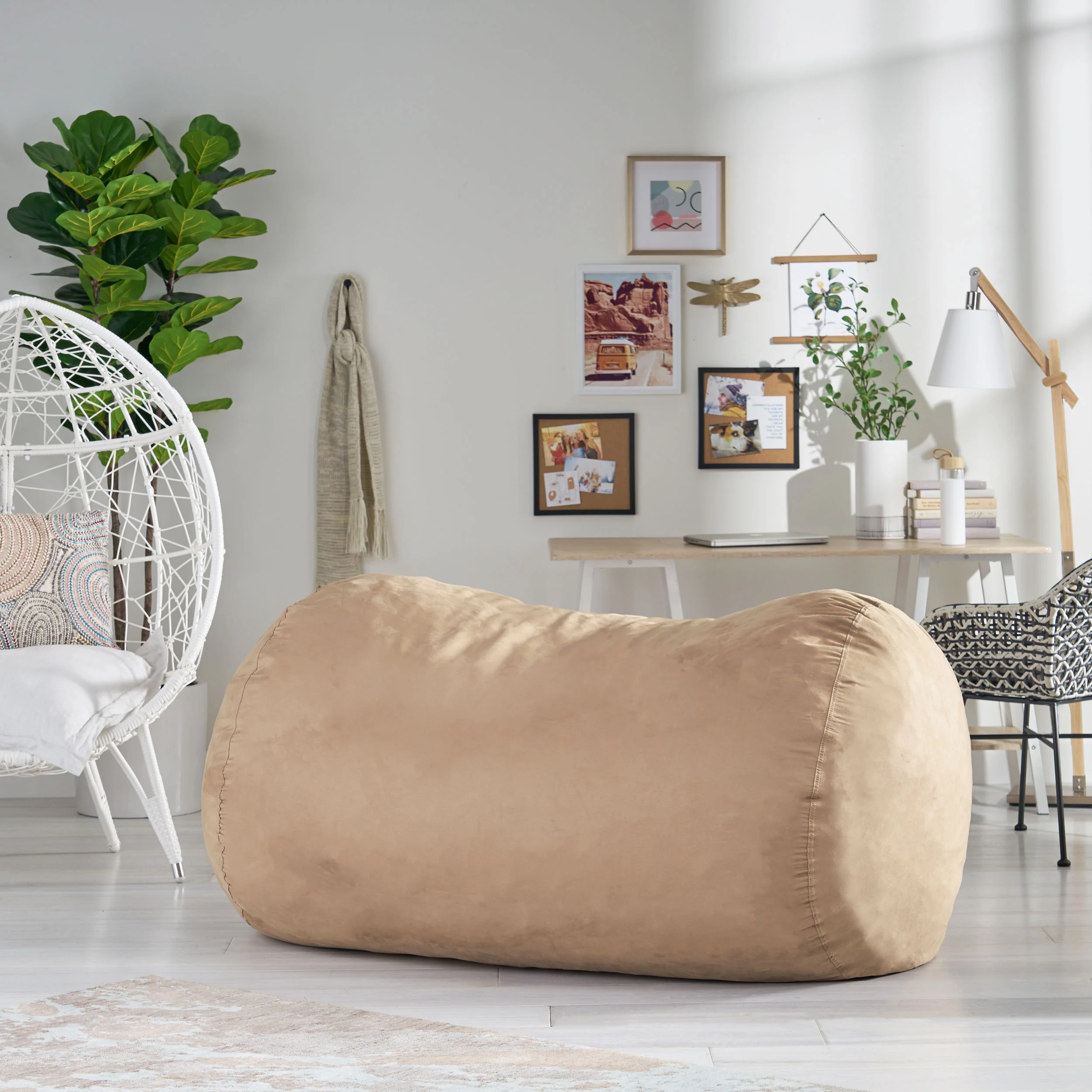 Bern Modern 6.5 Foot Microfiber Pastel Bean Bag - furnishings