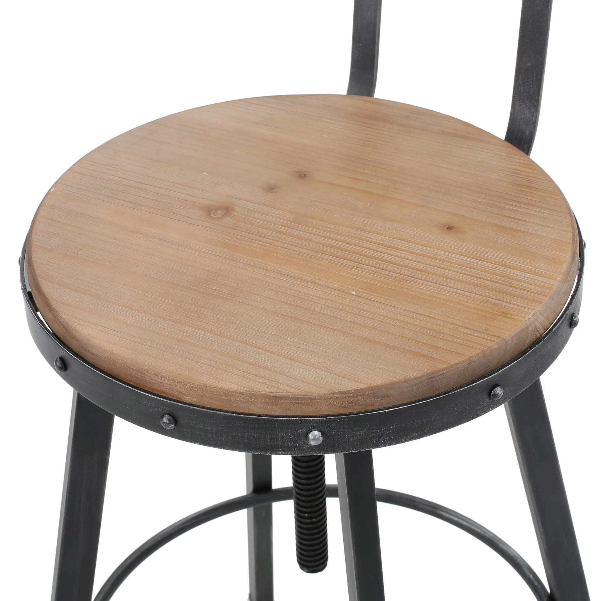 Poe Anique Finish Firwood Height Adjustable Bar Stool - furnishings