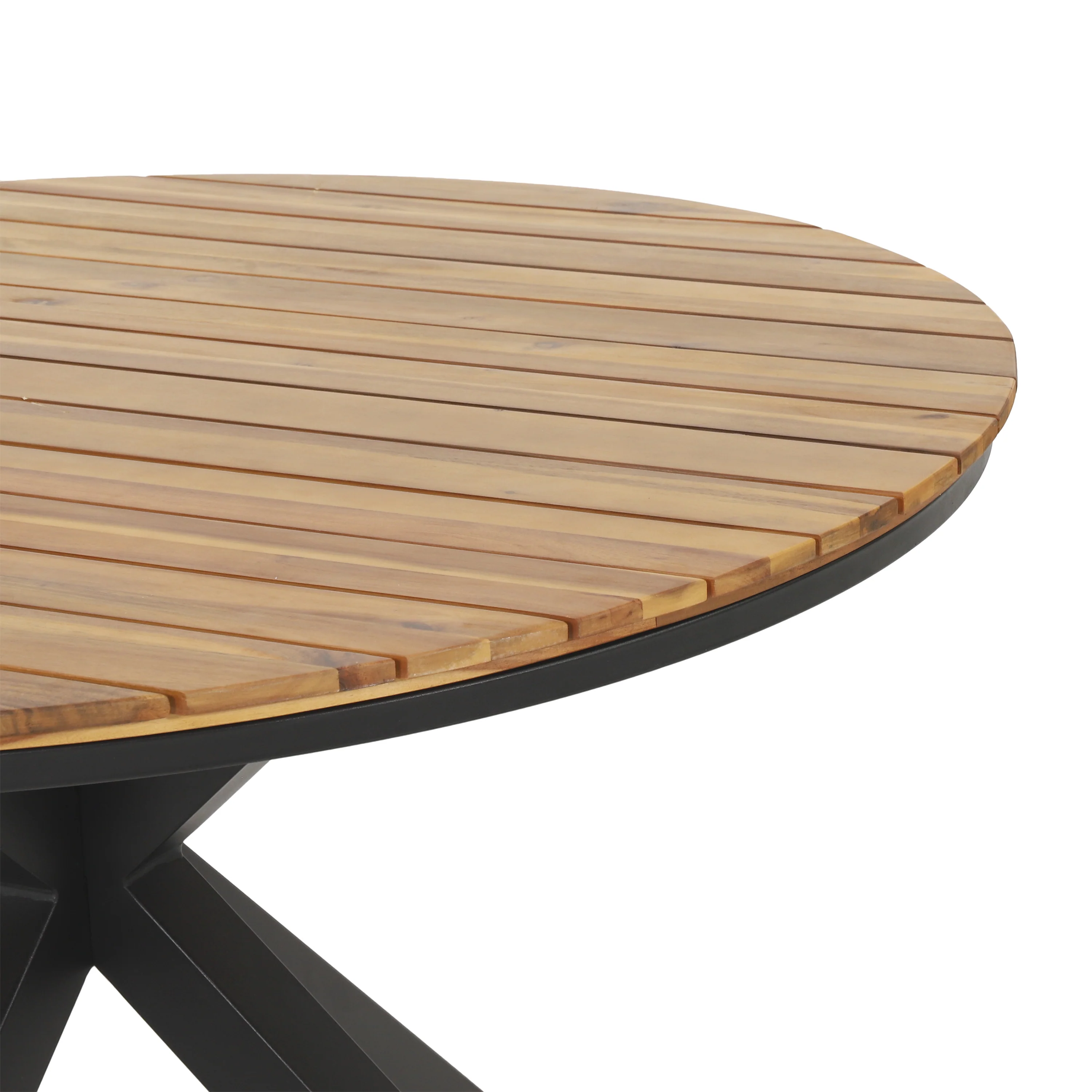 Norcrest Outdoor Mesh and Acacia Wood 5 Piece Dining Set, Black and Teak - furnishings
