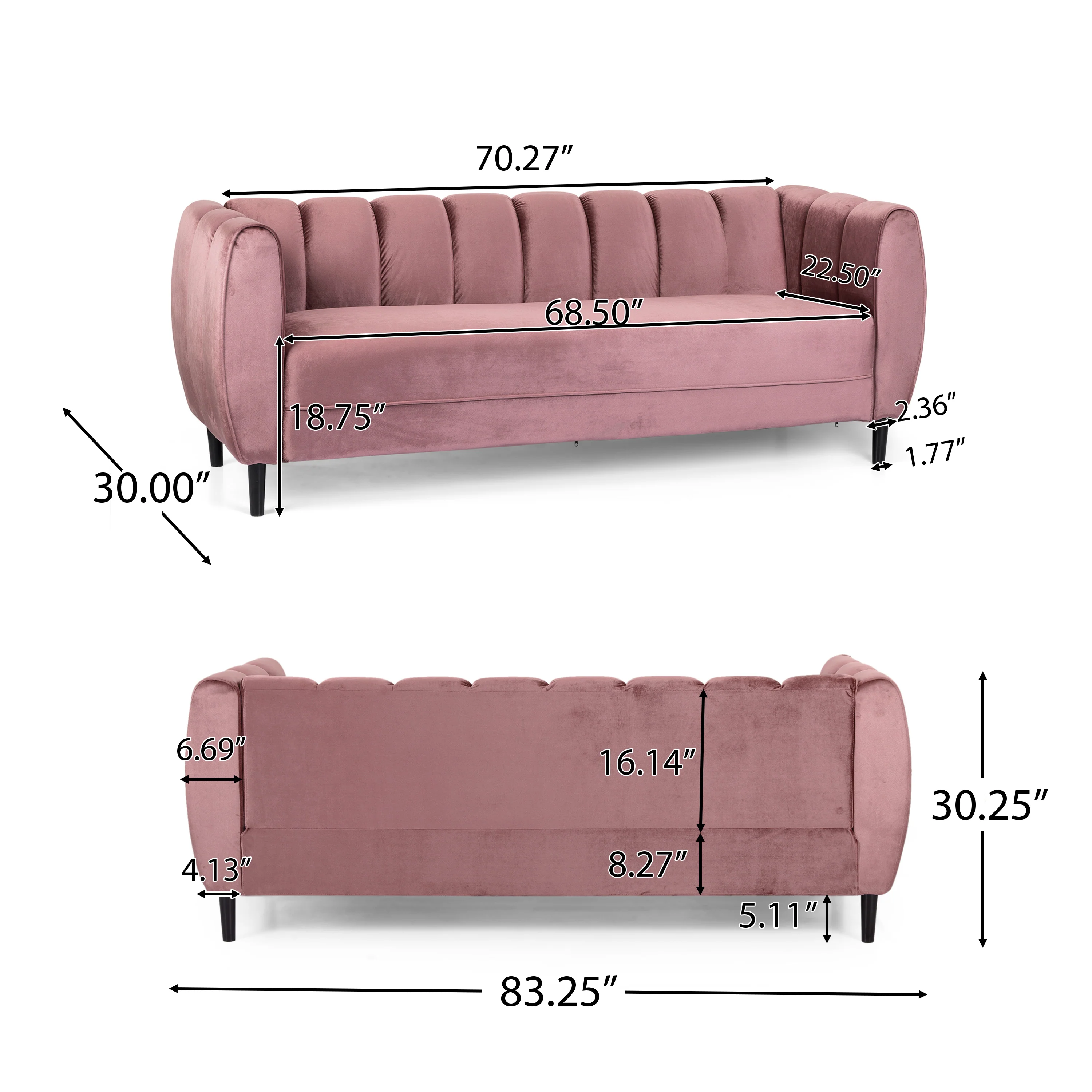 Karimah Modern Velvet 3 Seater Sofa - furnishings