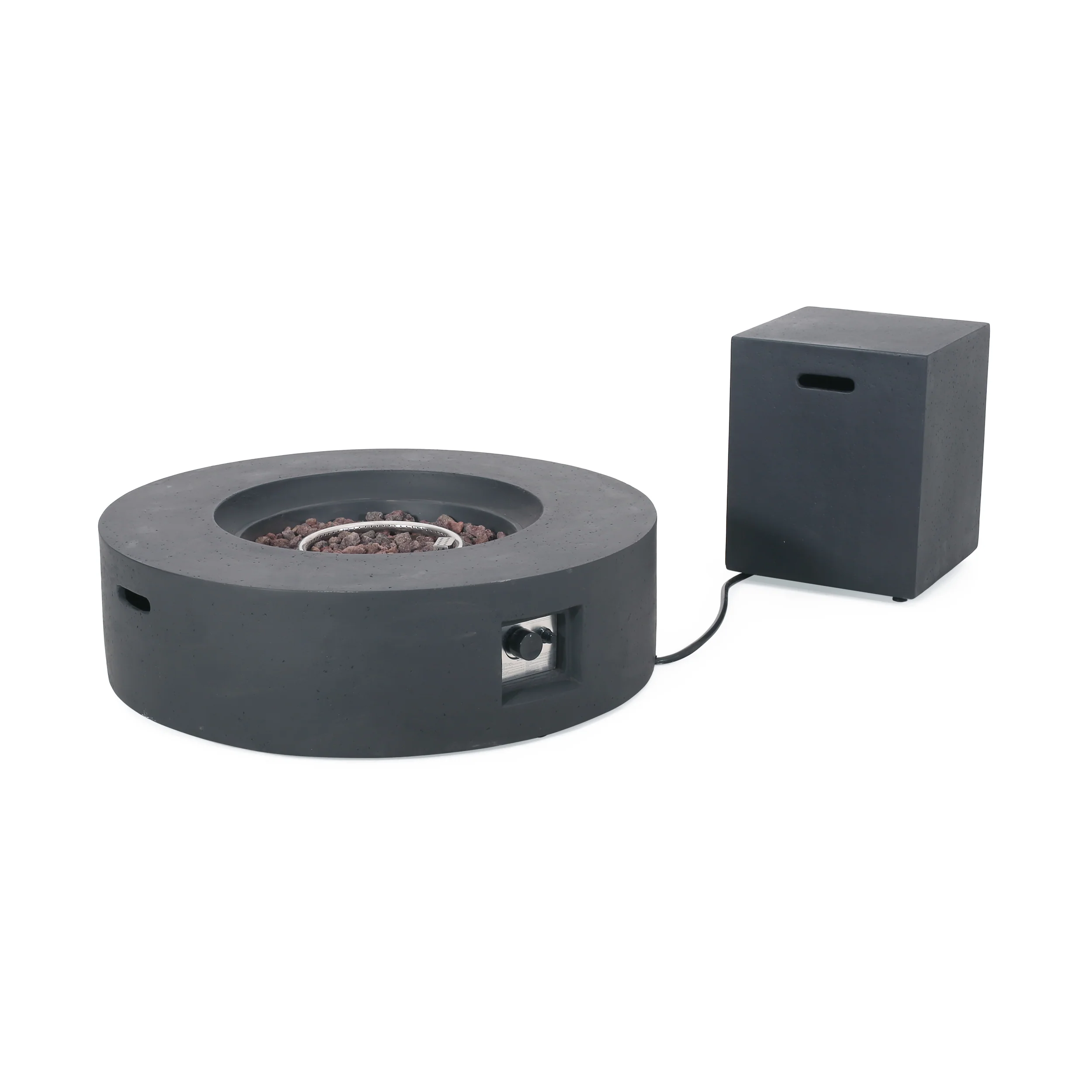 Hearth Circular 50K BTU Outdoor Gas Fire Pit Table with Tank Holder - furnishings
