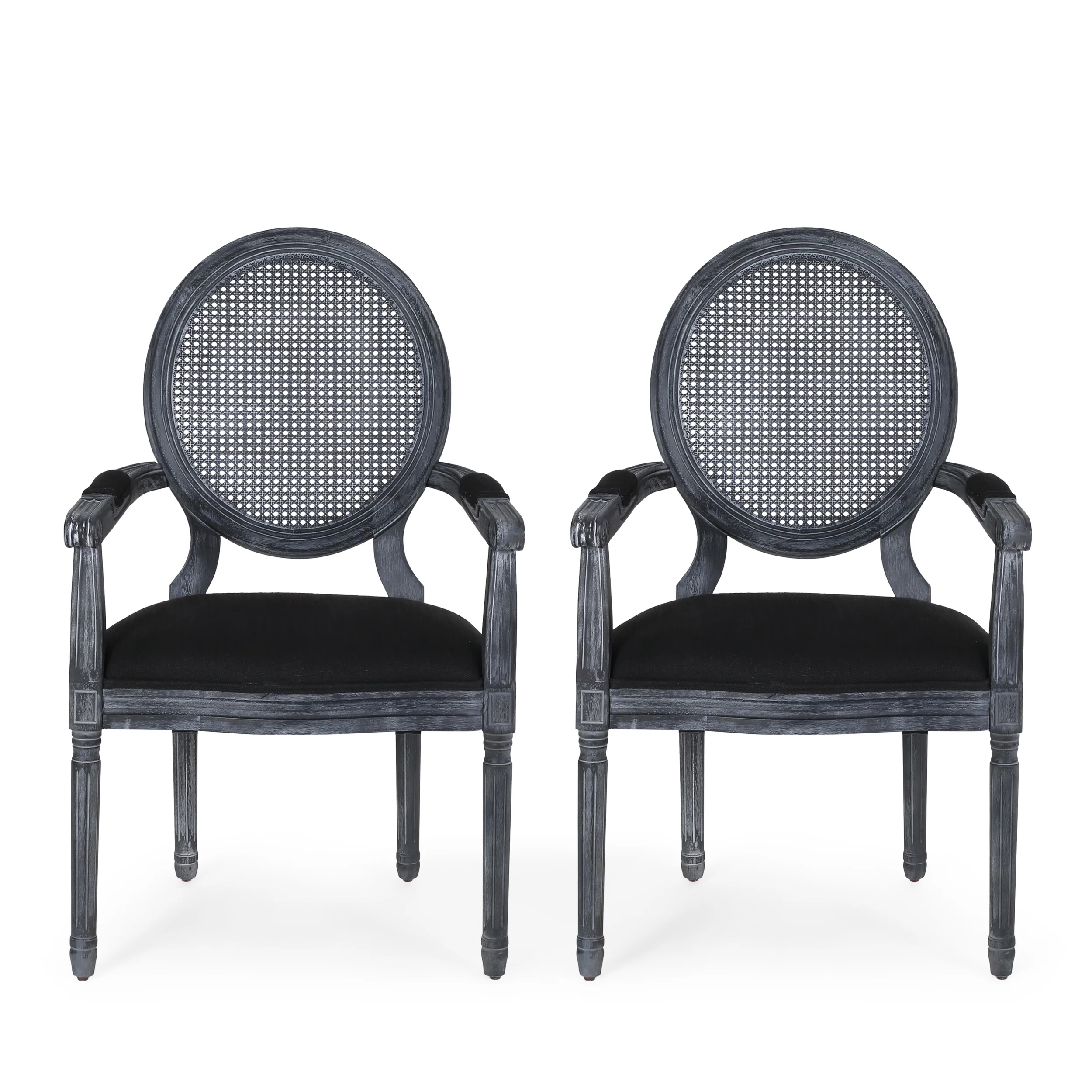 Aisenbrey French Country Wood and Cane Upholstered Dining Chair - furnishings