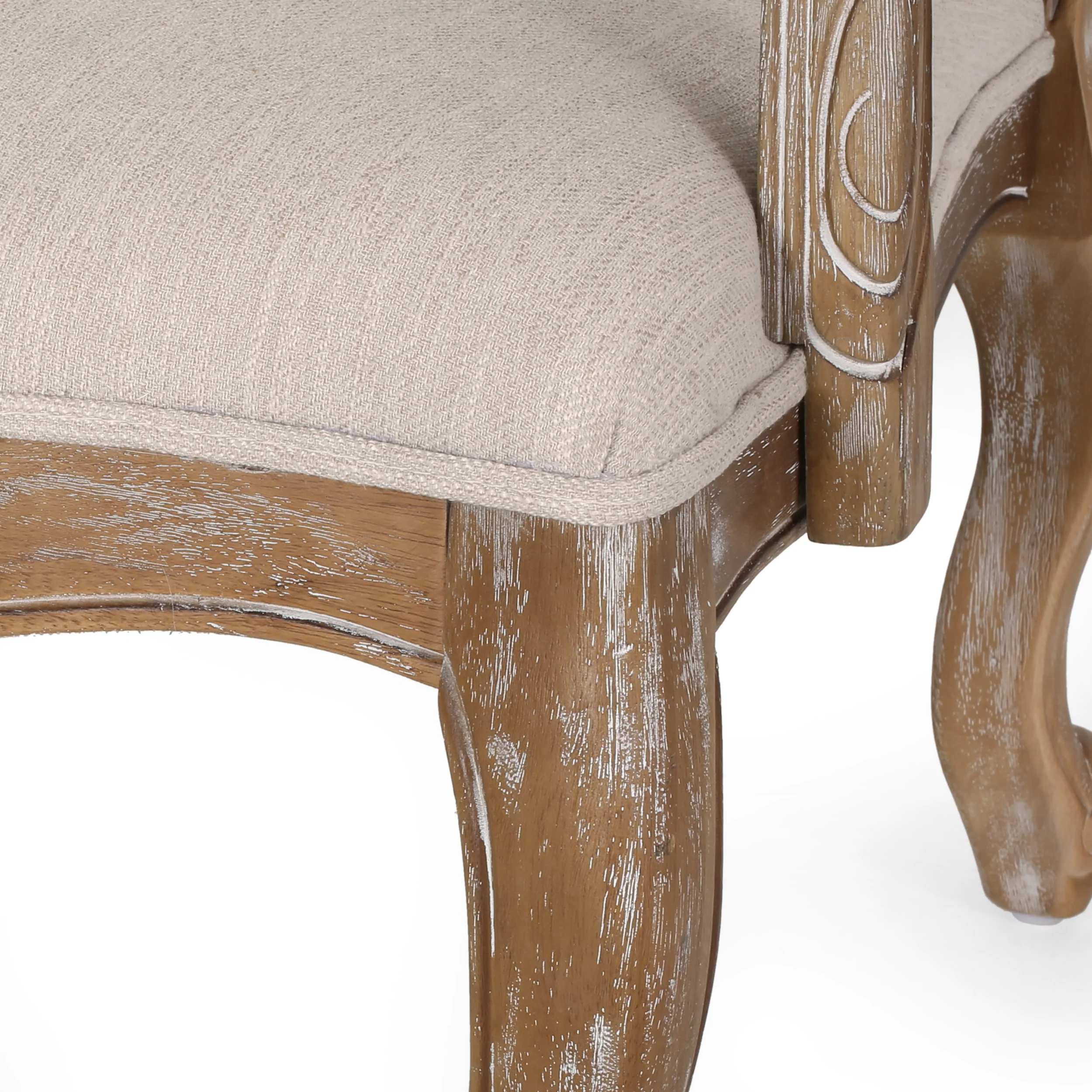Absaroka French Country Fabric Upholstered Wood and Cane 5 Piece Circular Dining Set - furnishings