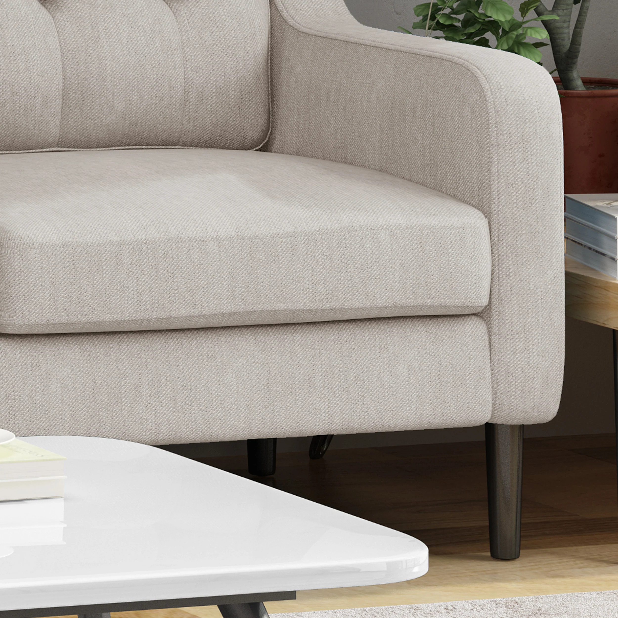 Daelynn Tufted Fabric 3 Seater Sofa - furnishings