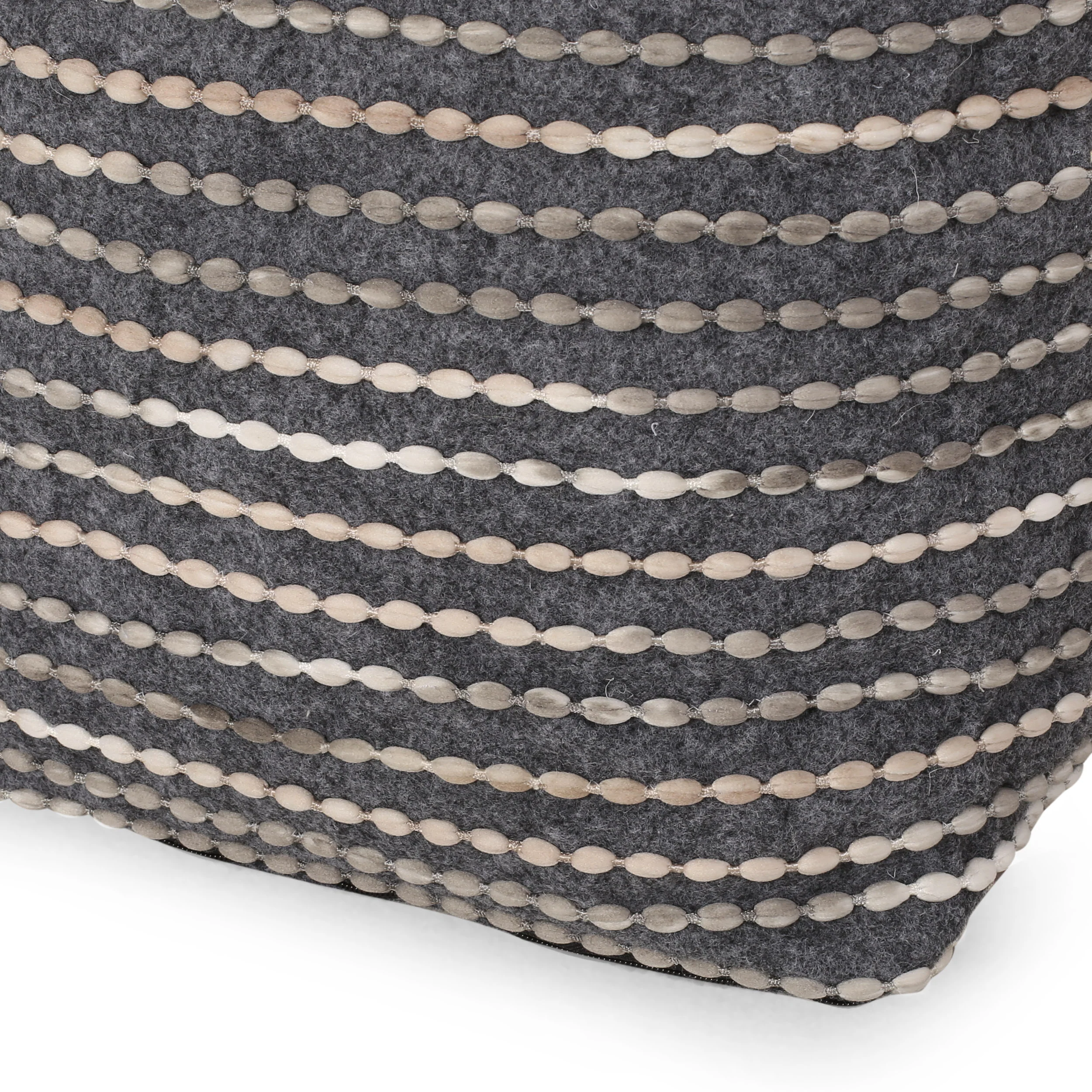 Purvis Jarrett Boho Handcrafted Fabric Cube Pouf, Ivory, Beige, and Gray - furnishings