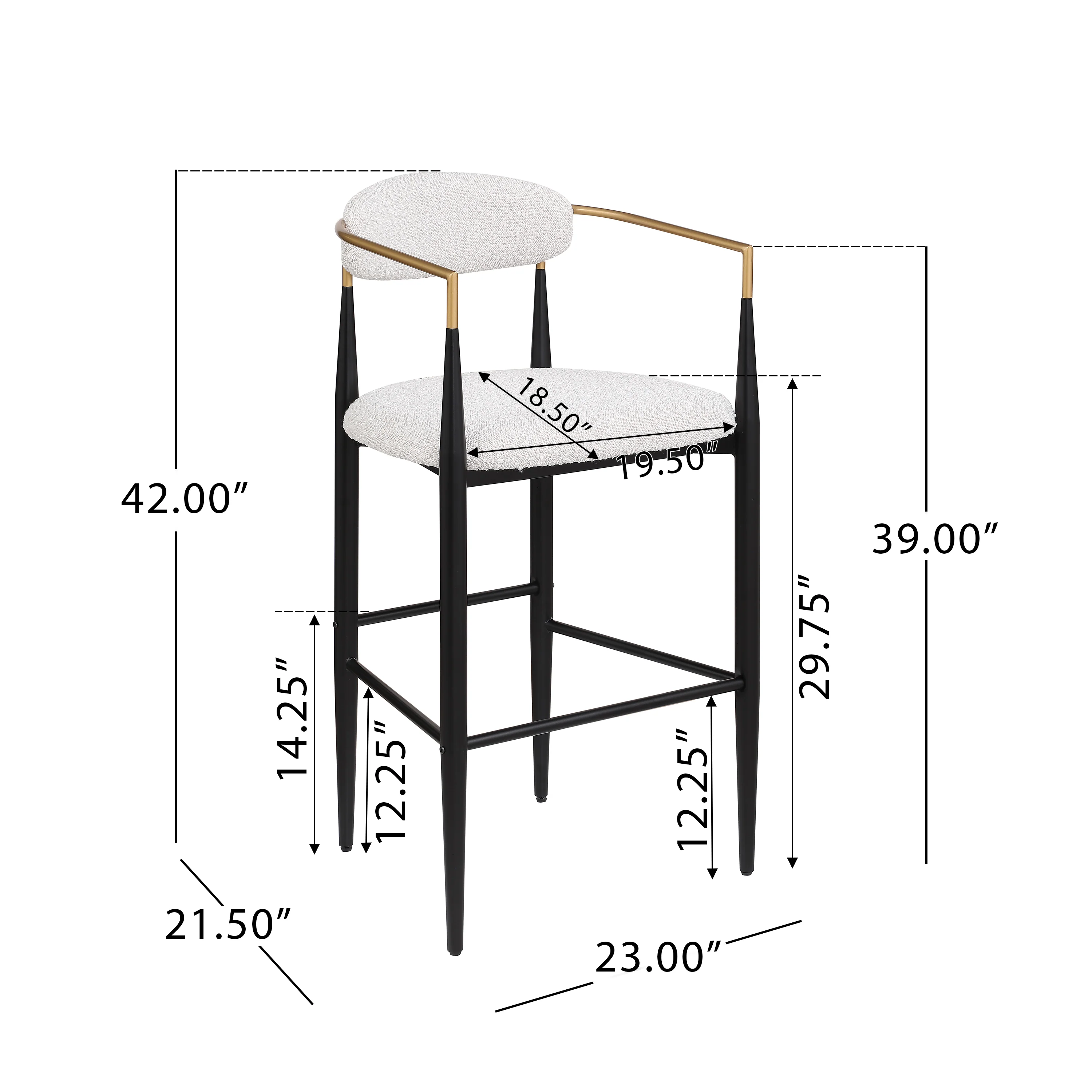Camas Zephyr Indoor Fabric Barstool Set of 2 - furnishings