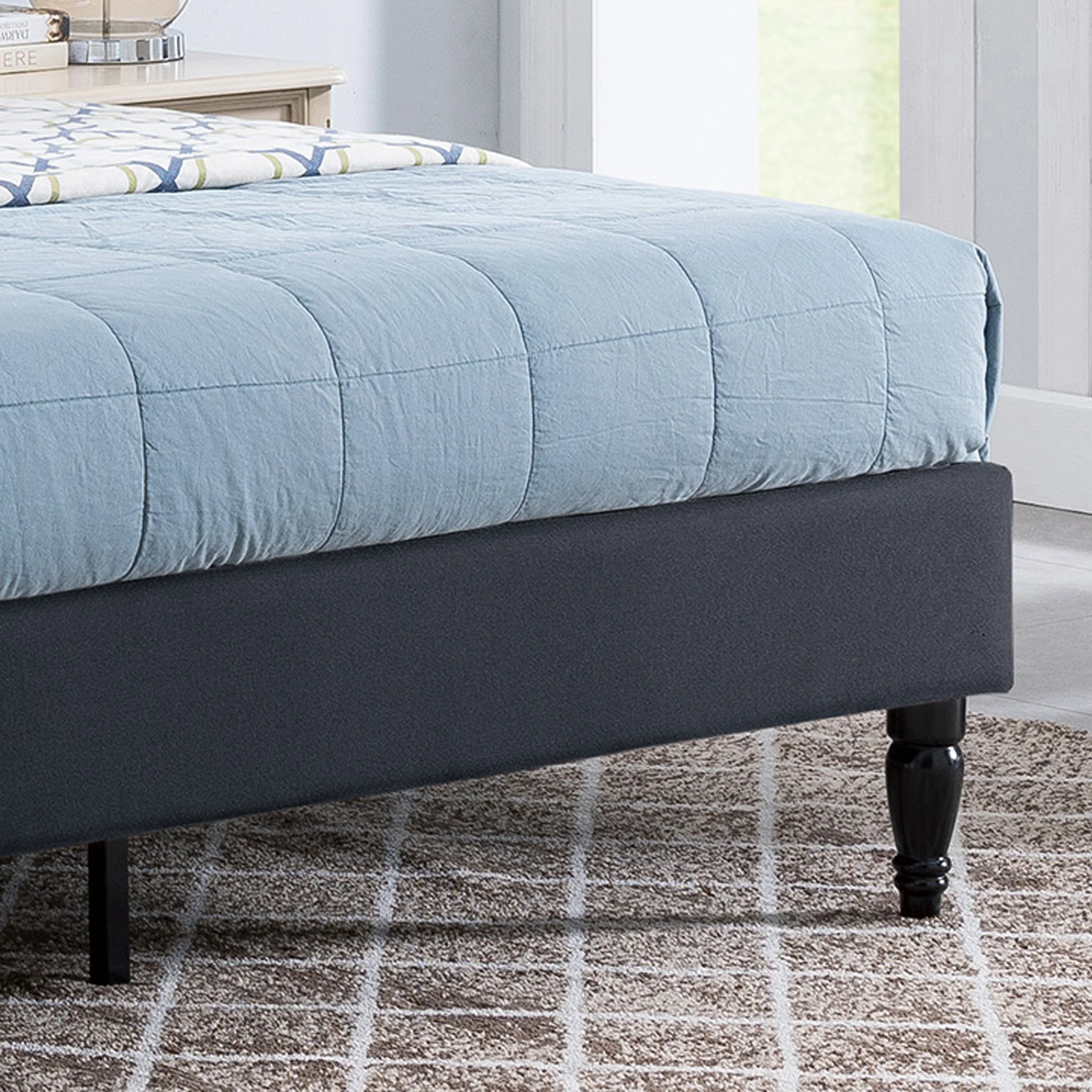 Lera Fully-Upholstered Queen-Size Platform Bed Frame, Low-Profile, Contemporary - furnishings