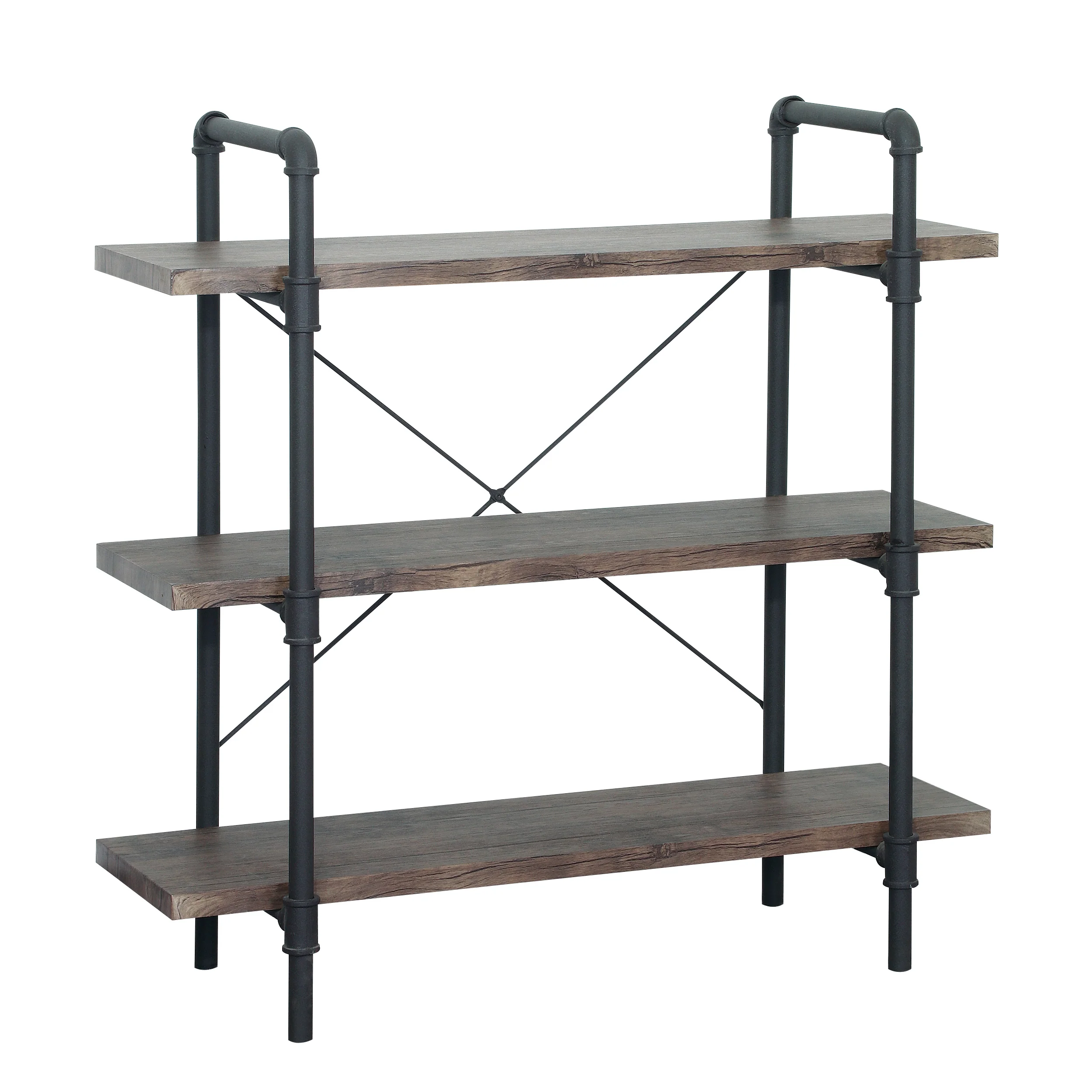 Riley Industrial Pipe Design 3-Shelf Etagere Bookcase - furnishings