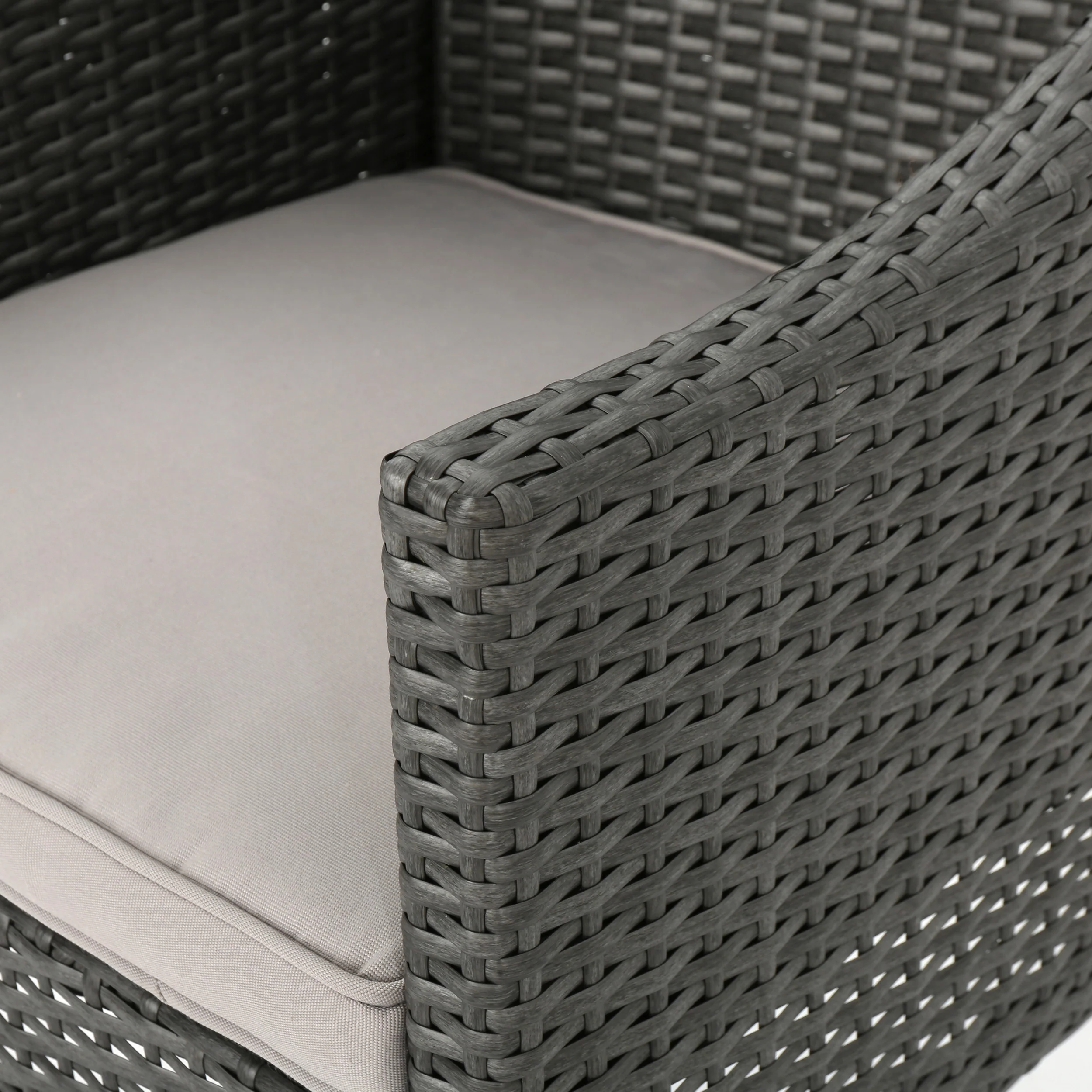 Del Mar Outdoor 5 Piece Gray Wicker Dining Set with Water Resistant Cushions - furnishings