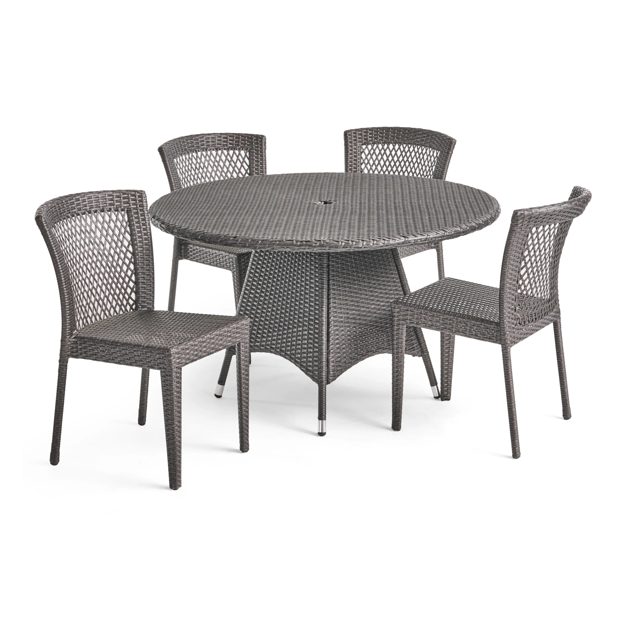 Howard Outdoor 5 Piece Grey Wicker Dining Set - furnishings