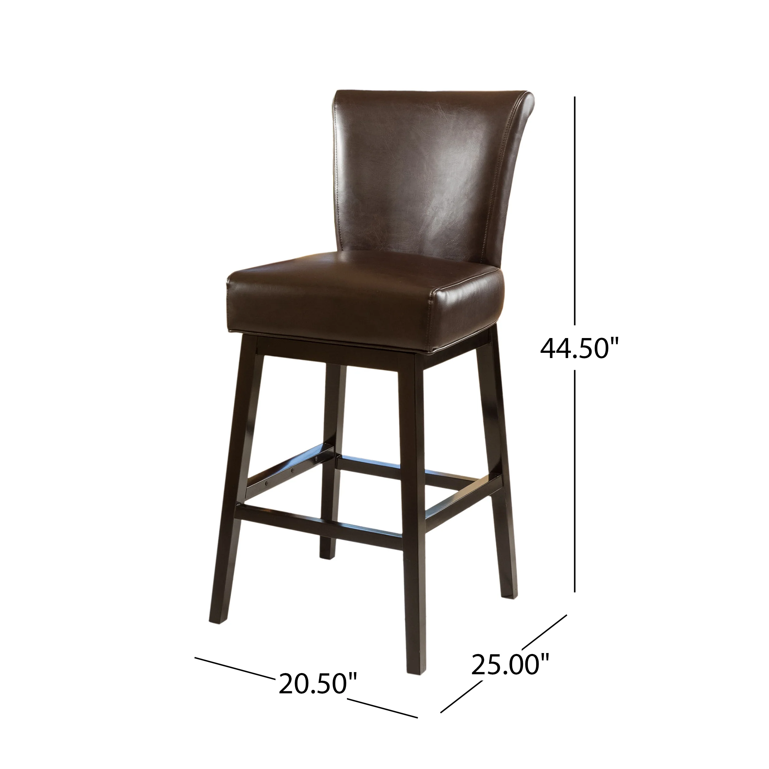 Madoc Brown Leather 31-Inch Swivel Barstool - furnishings