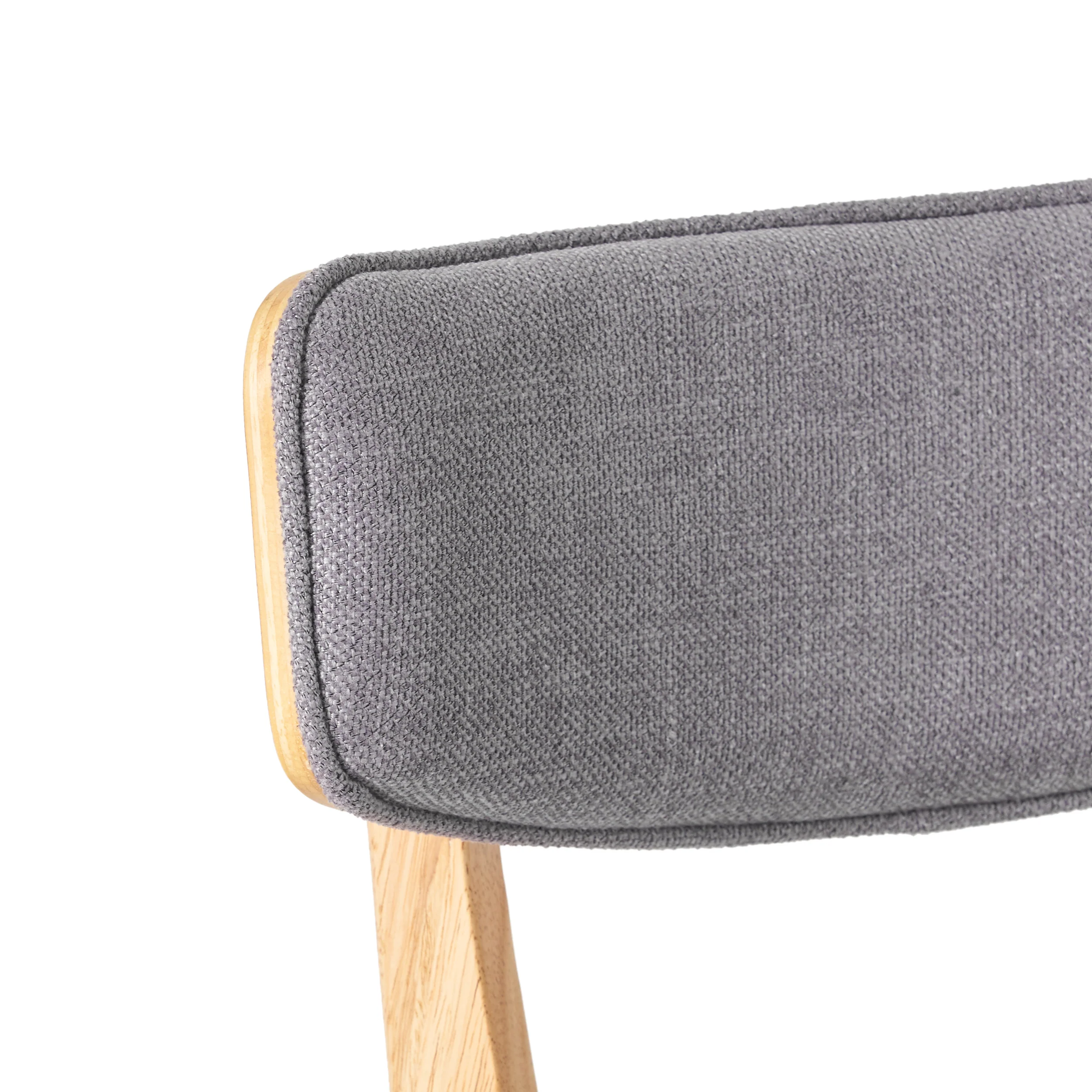 Turat Mid Century Fabric Dining Chairs with Natural Oak Finish(Set of 2) - furnishings