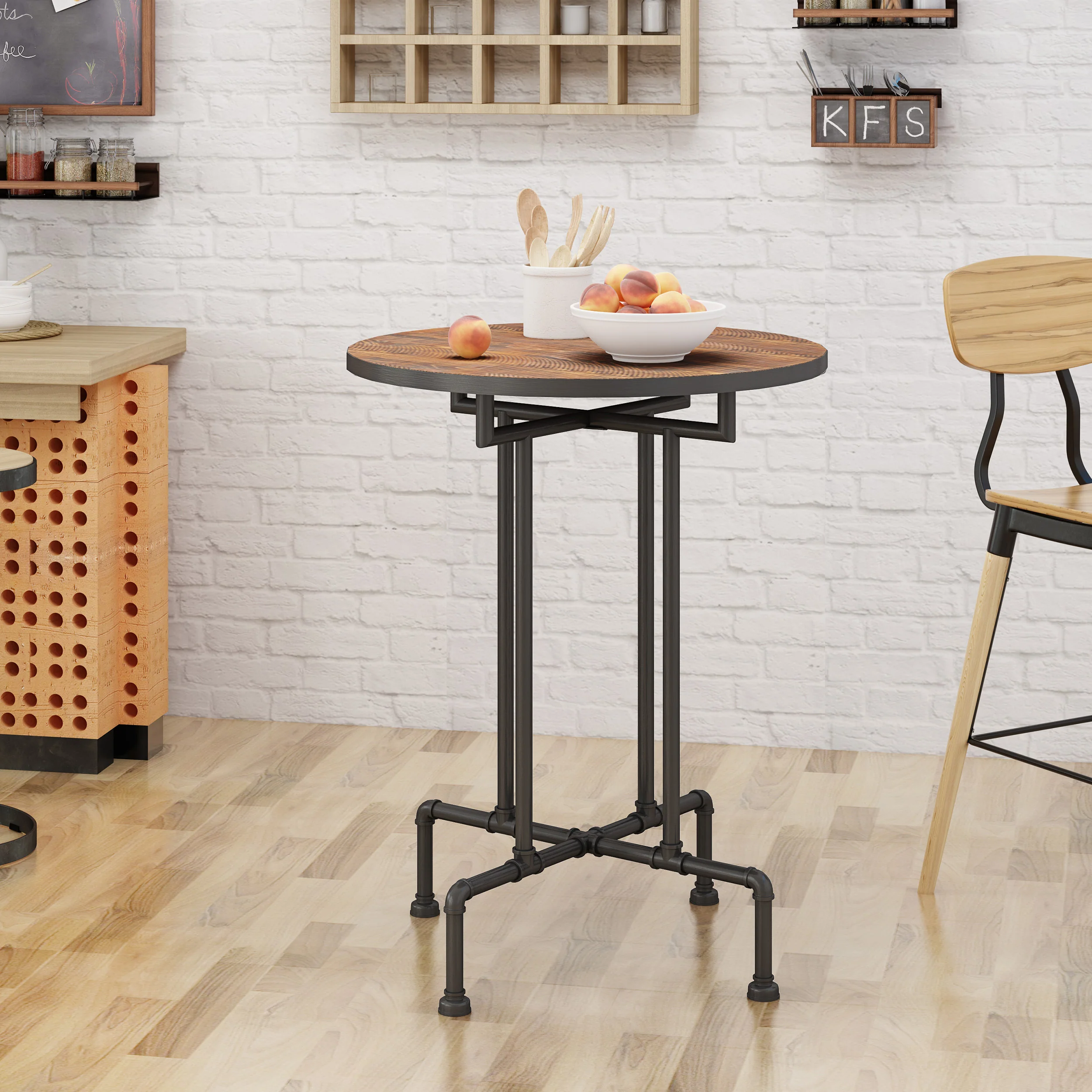Atmos Industrial Faux Wood Bar Table, Dark Brown - furnishings