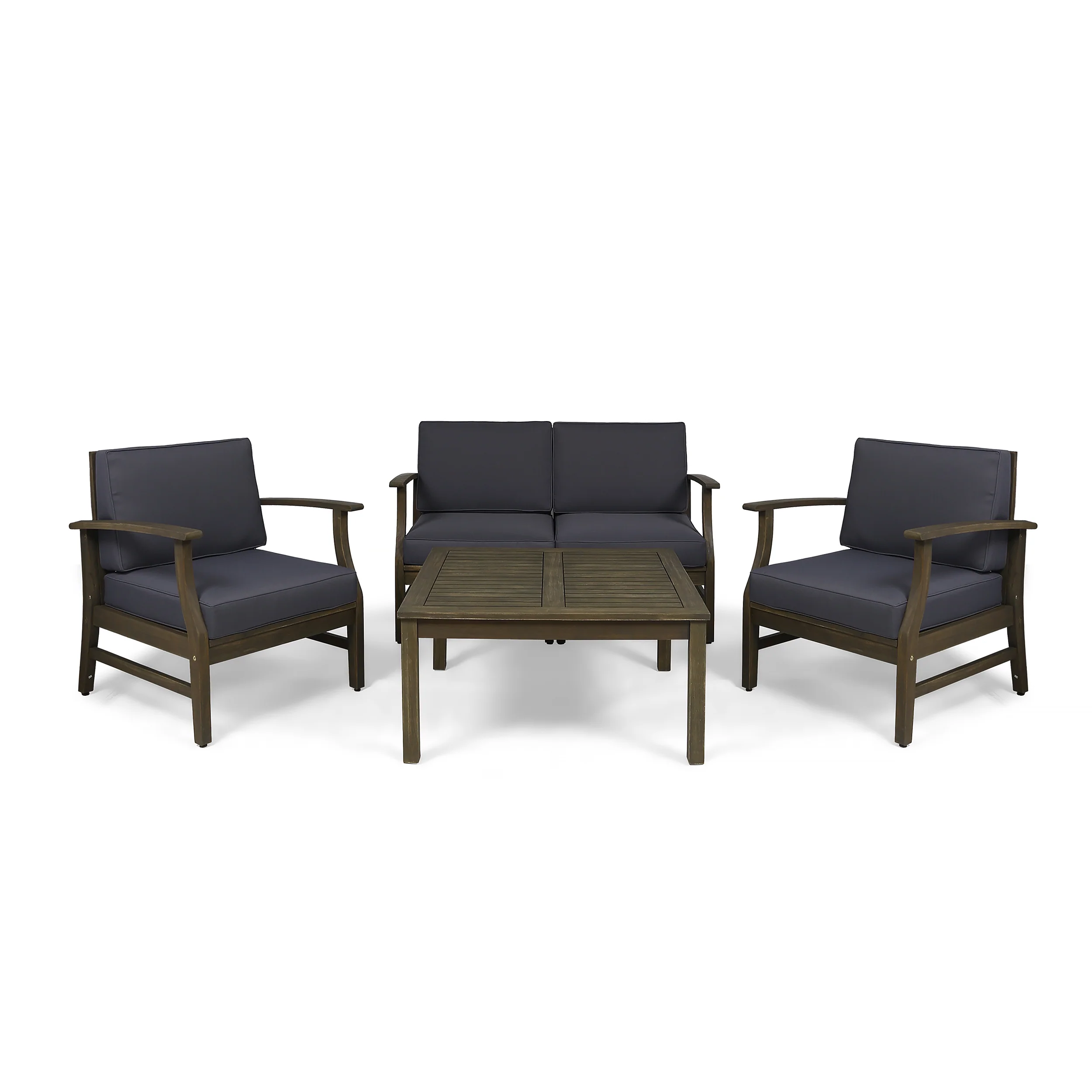 Lorelei Outdoor 5 Piece Acacia Wood Chat Set - furnishings