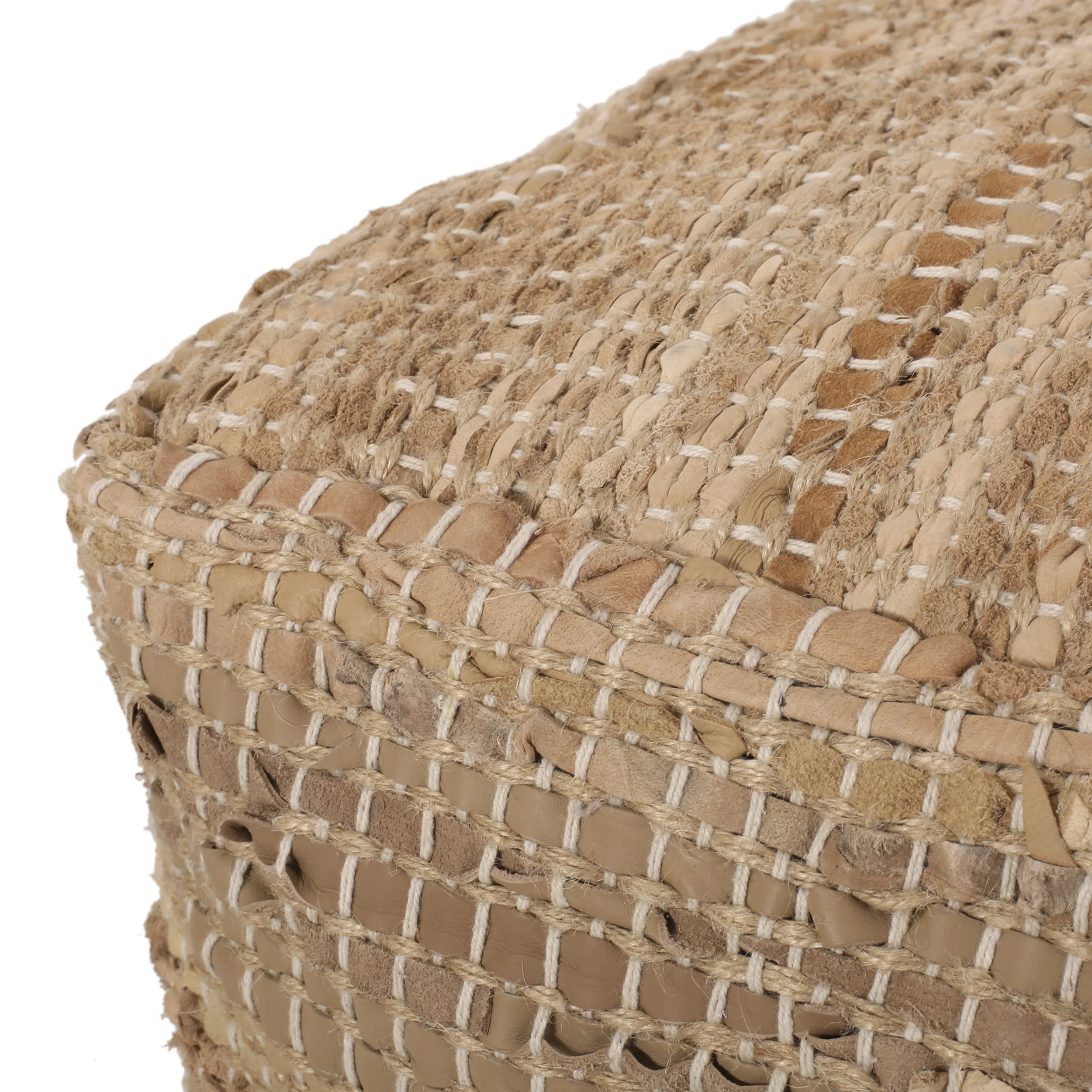 Glencoe Boho Handcrafted Fabric Cube Pouf - furnishings