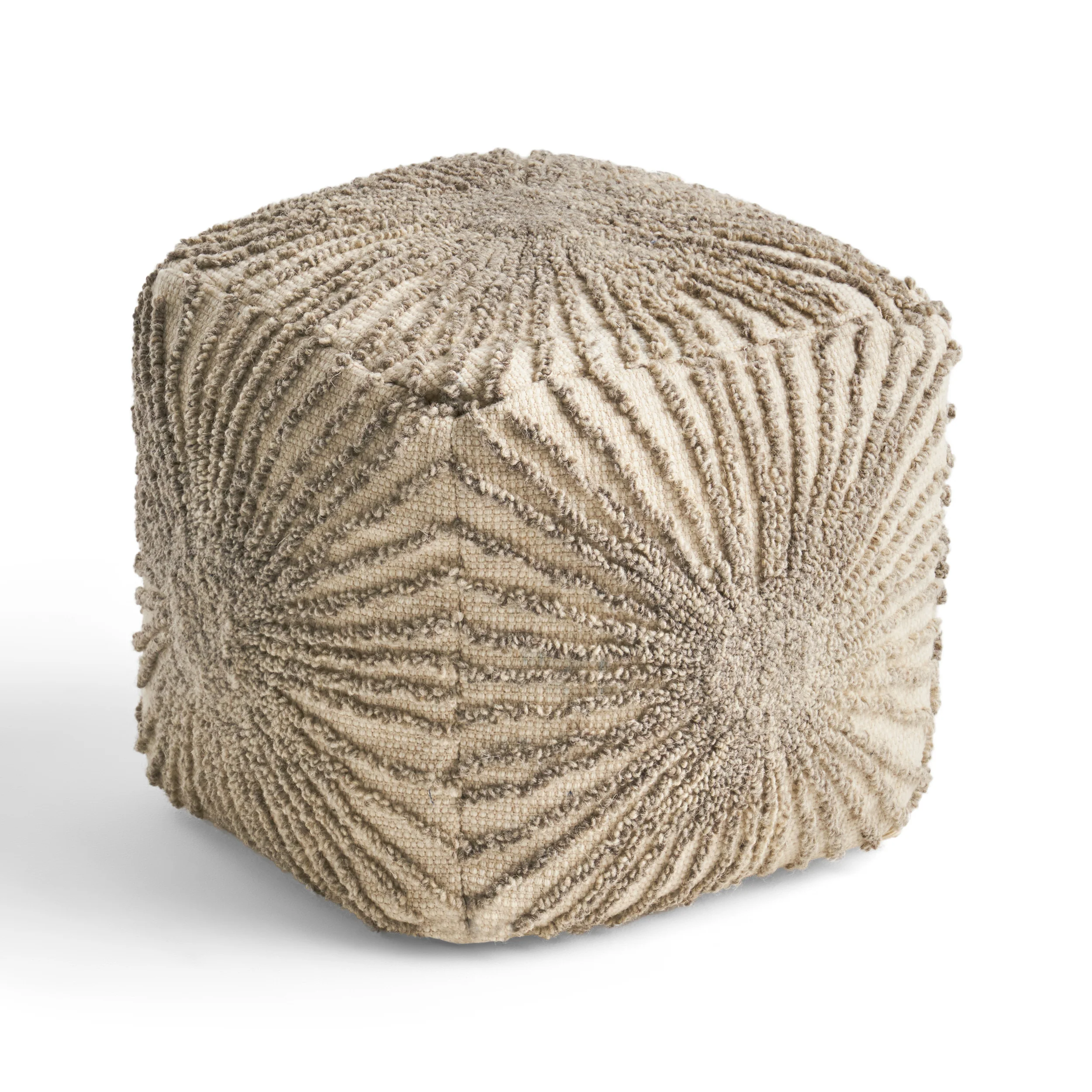 Amyri Boho Wool and Cotton Ottoman Pouf - furnishings