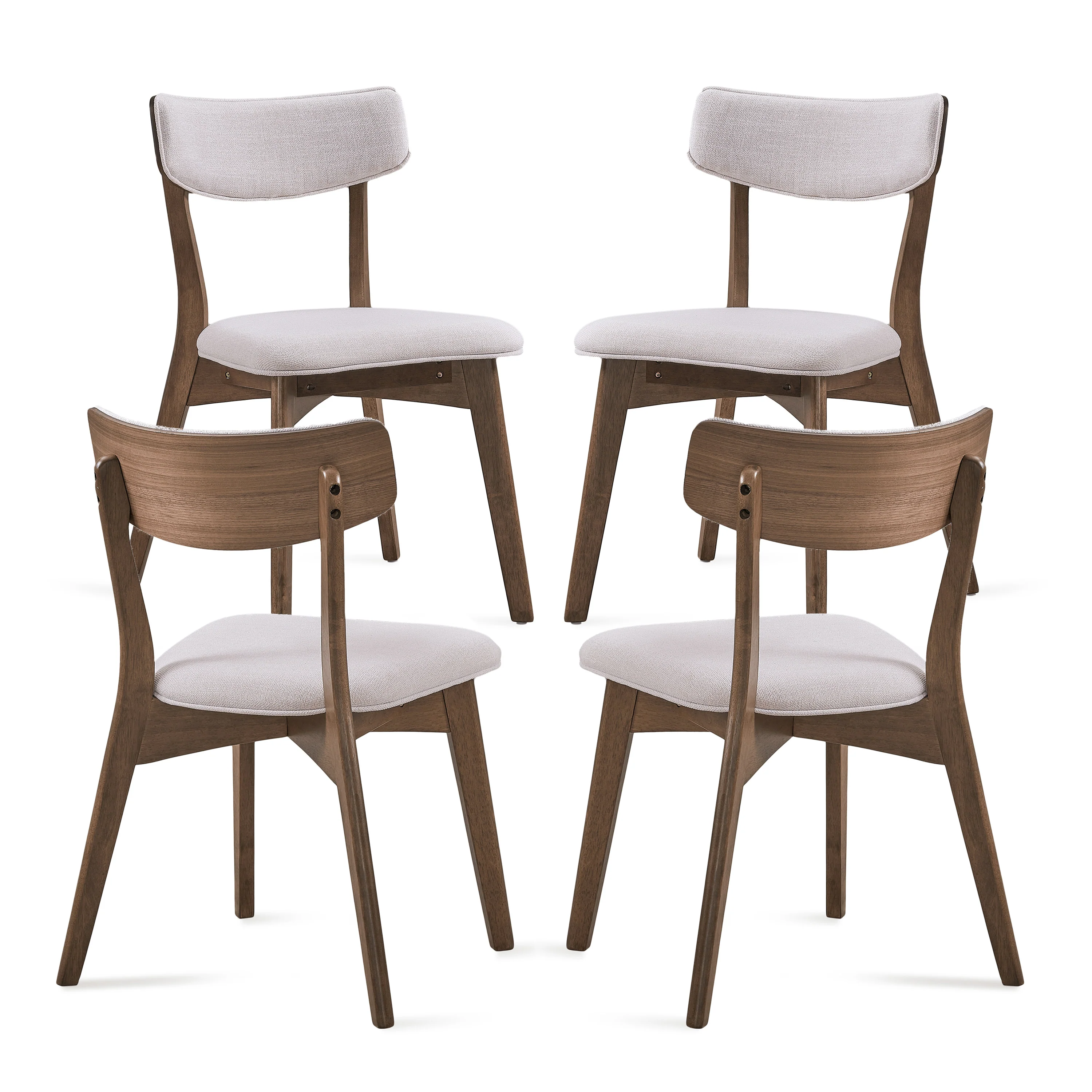 Wrene Mid-Century Walnut Finished Frame Dining Chairs, Set of 4 - furnishings