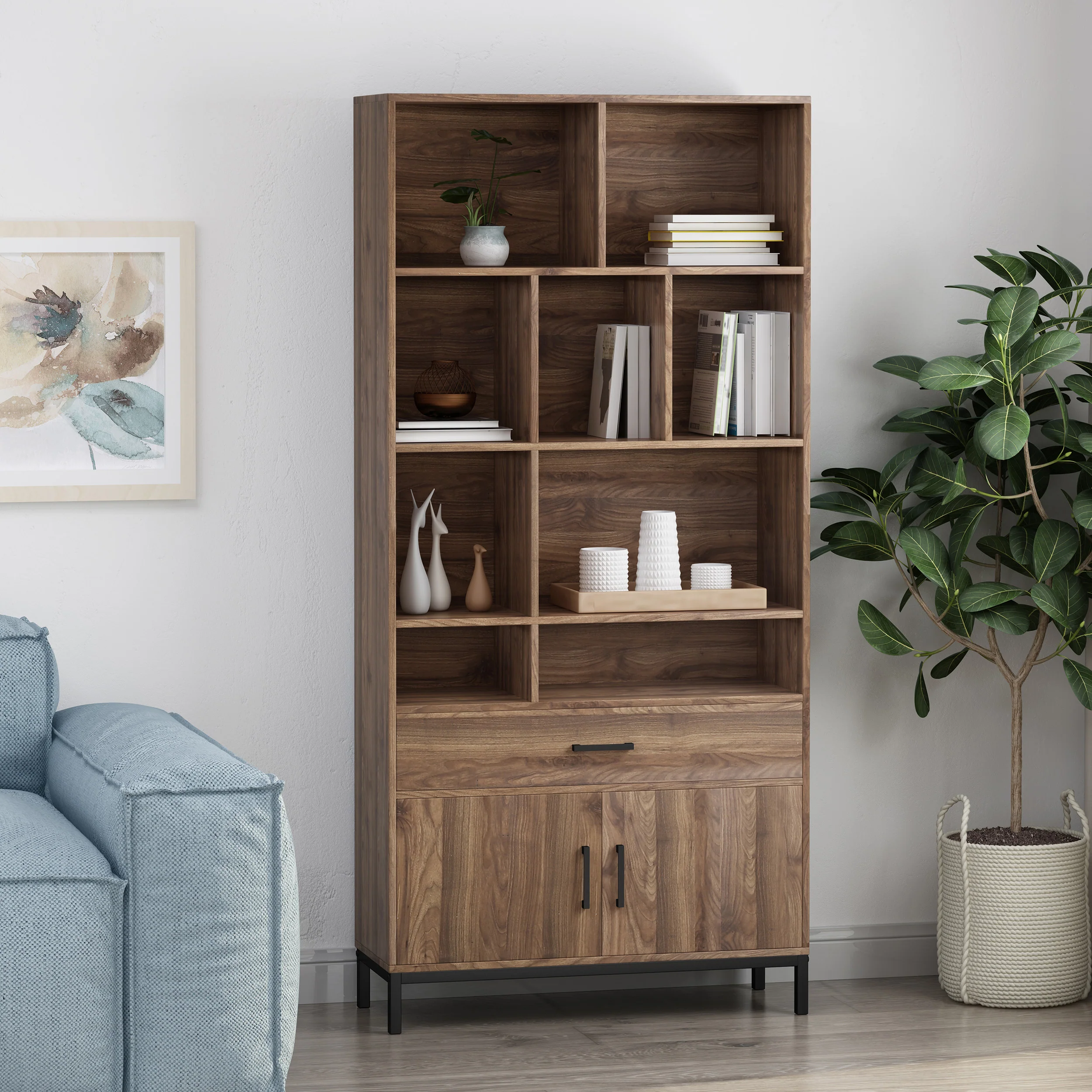 Yelianny Bookcase With Storage Cabinet & Drawer - furnishings