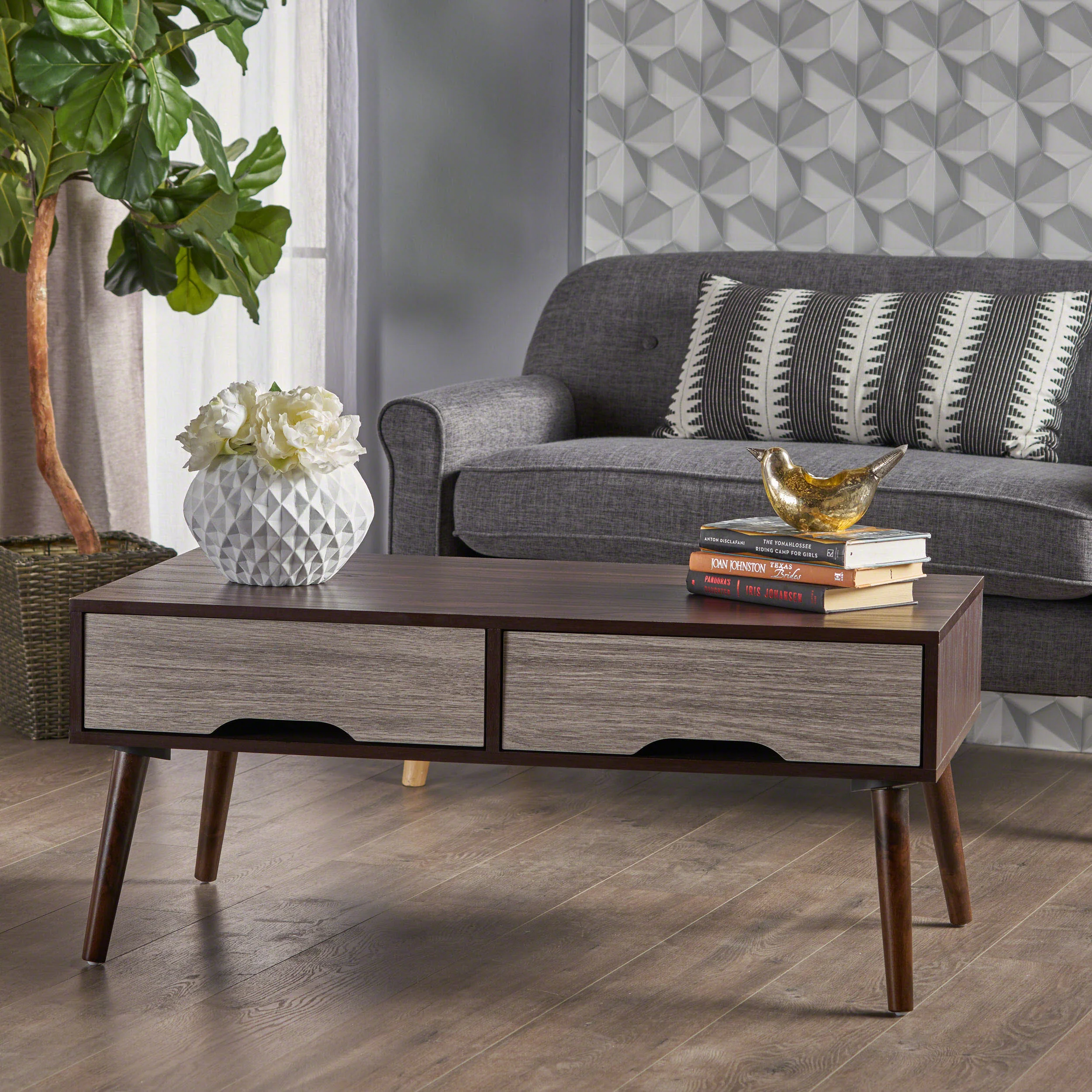 Naomi Mid Century Modern Finished Fiberboard Coffee Table - furnishings