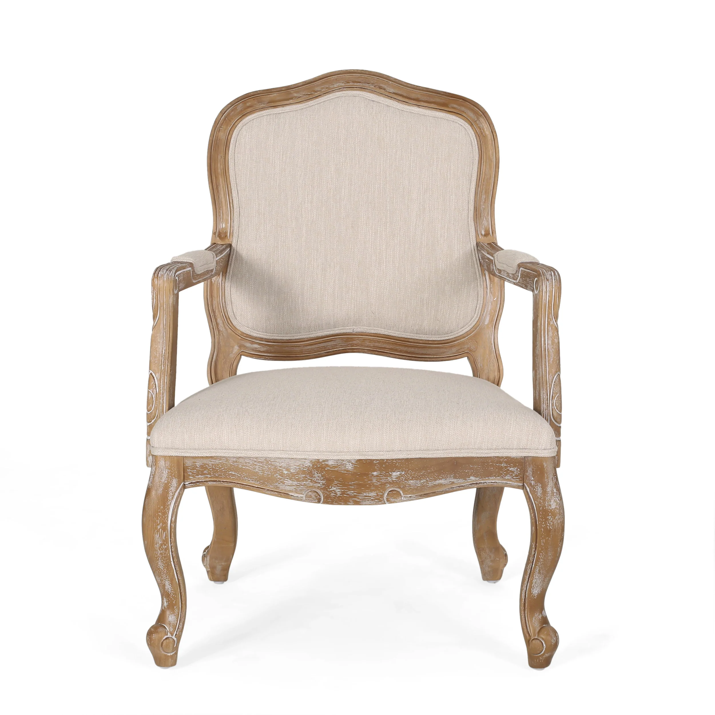 Stene French Country Wood Upholstered Dining Armchair - furnishings