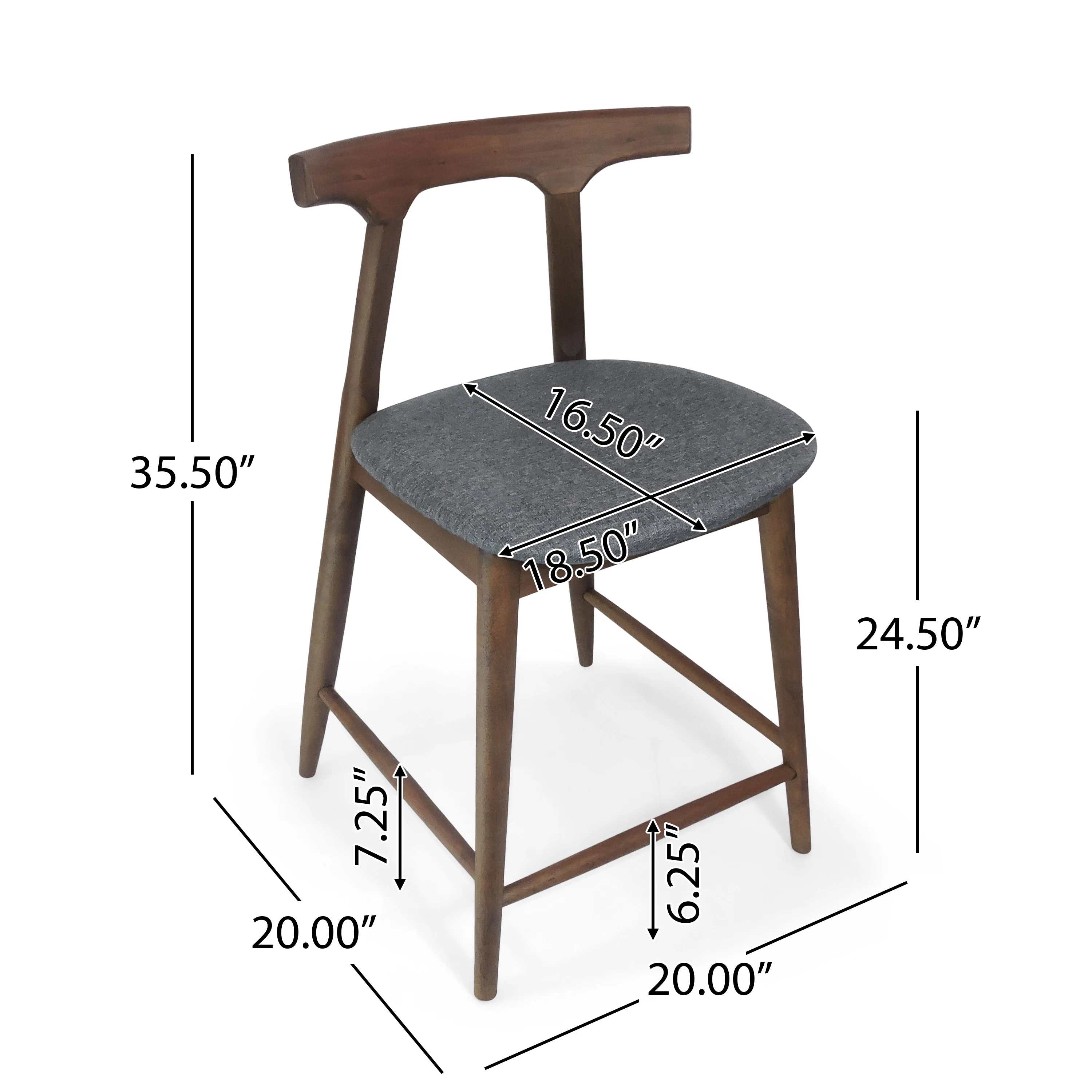 Annett Mid Century Modern Fabric Upholstered Wood 24.5 Inch Counter Stools (Set of 2) - furnishings