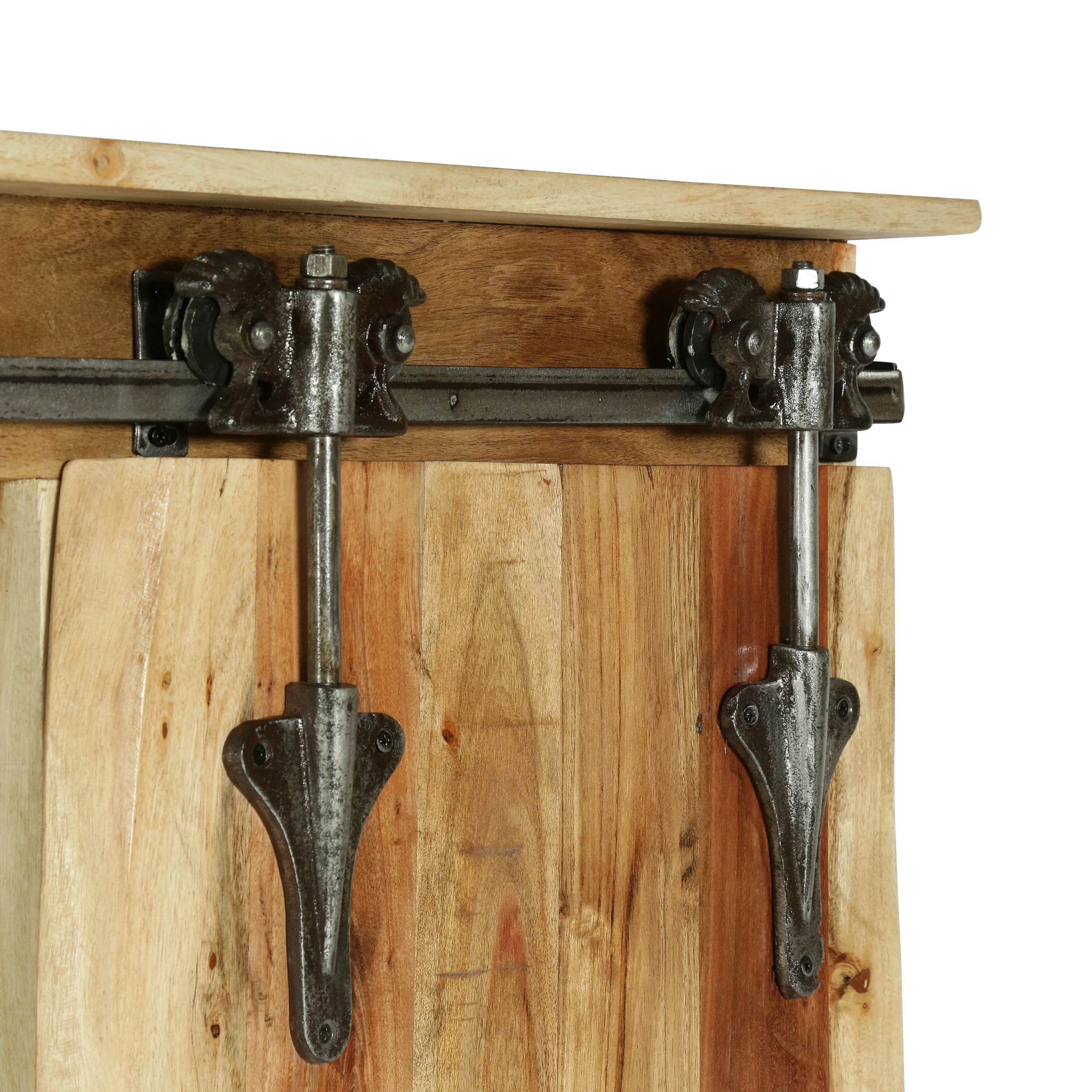 Veatch Modern Industrial Handcrafted Acacia Wood Live Edge Cabinet with Sliding Door, Natural and Black - furnishings