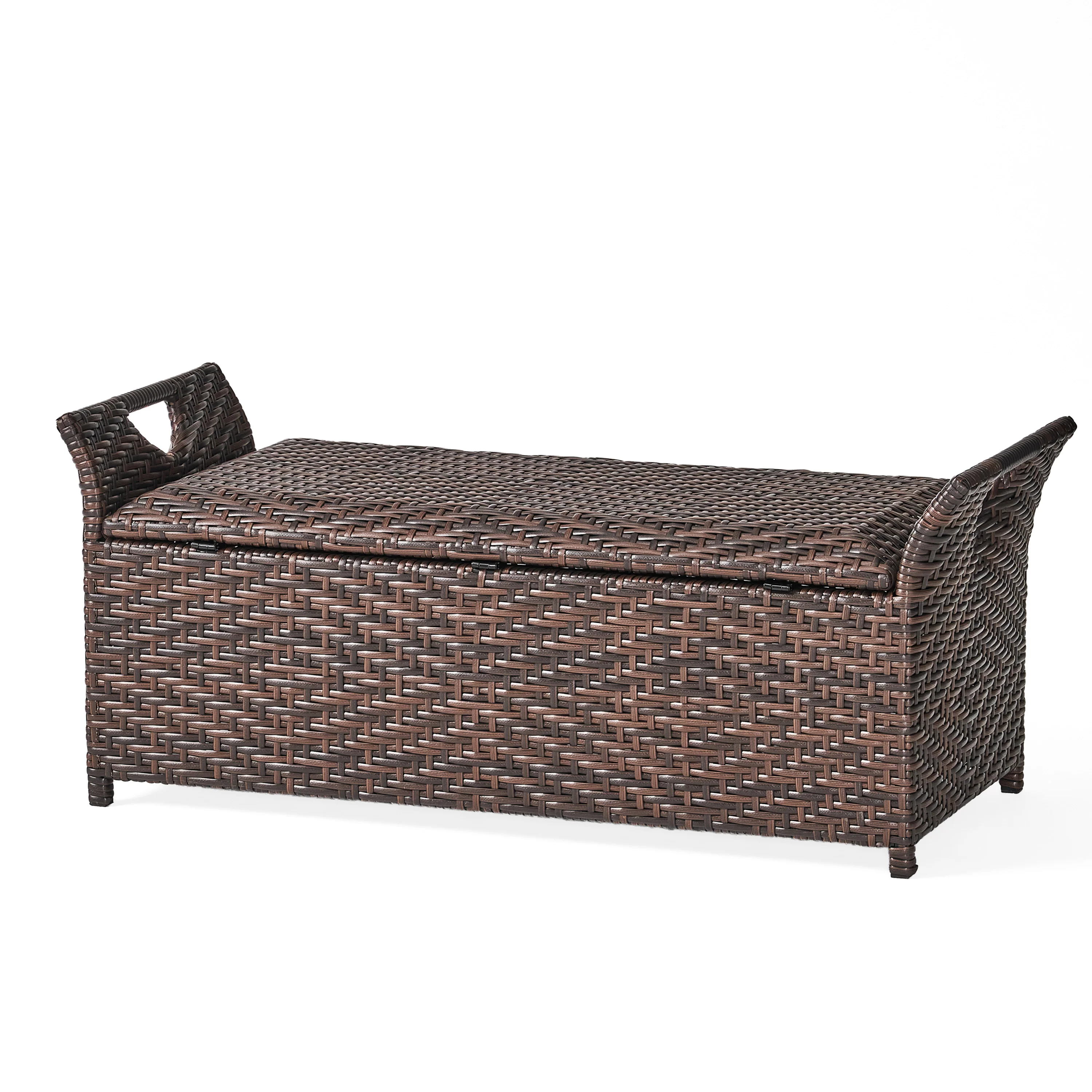 Izidora Outdoor Brown Wicker Storage Ottoman - furnbro