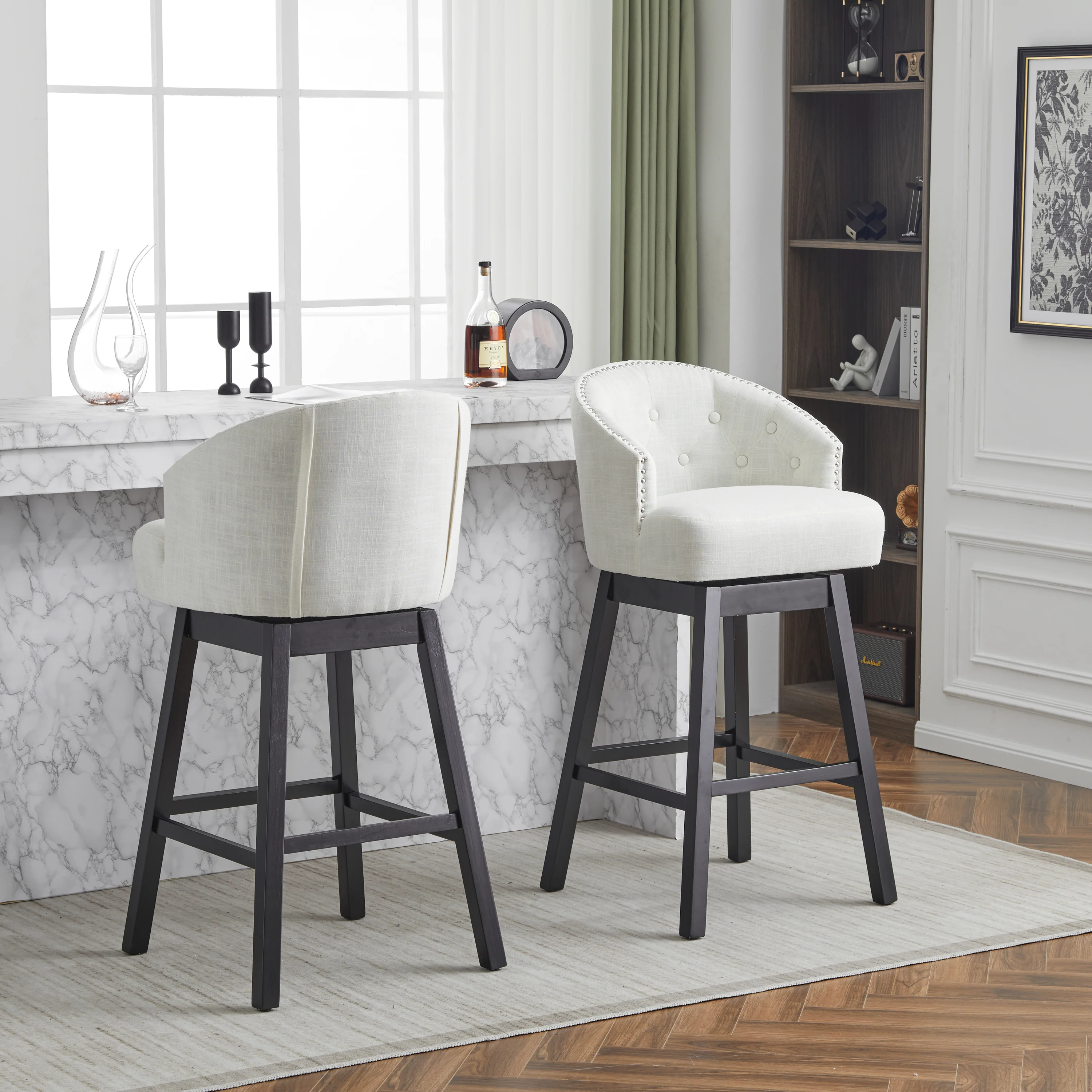 Skyleer Swivel Upholstered Counter Stools - furnishings