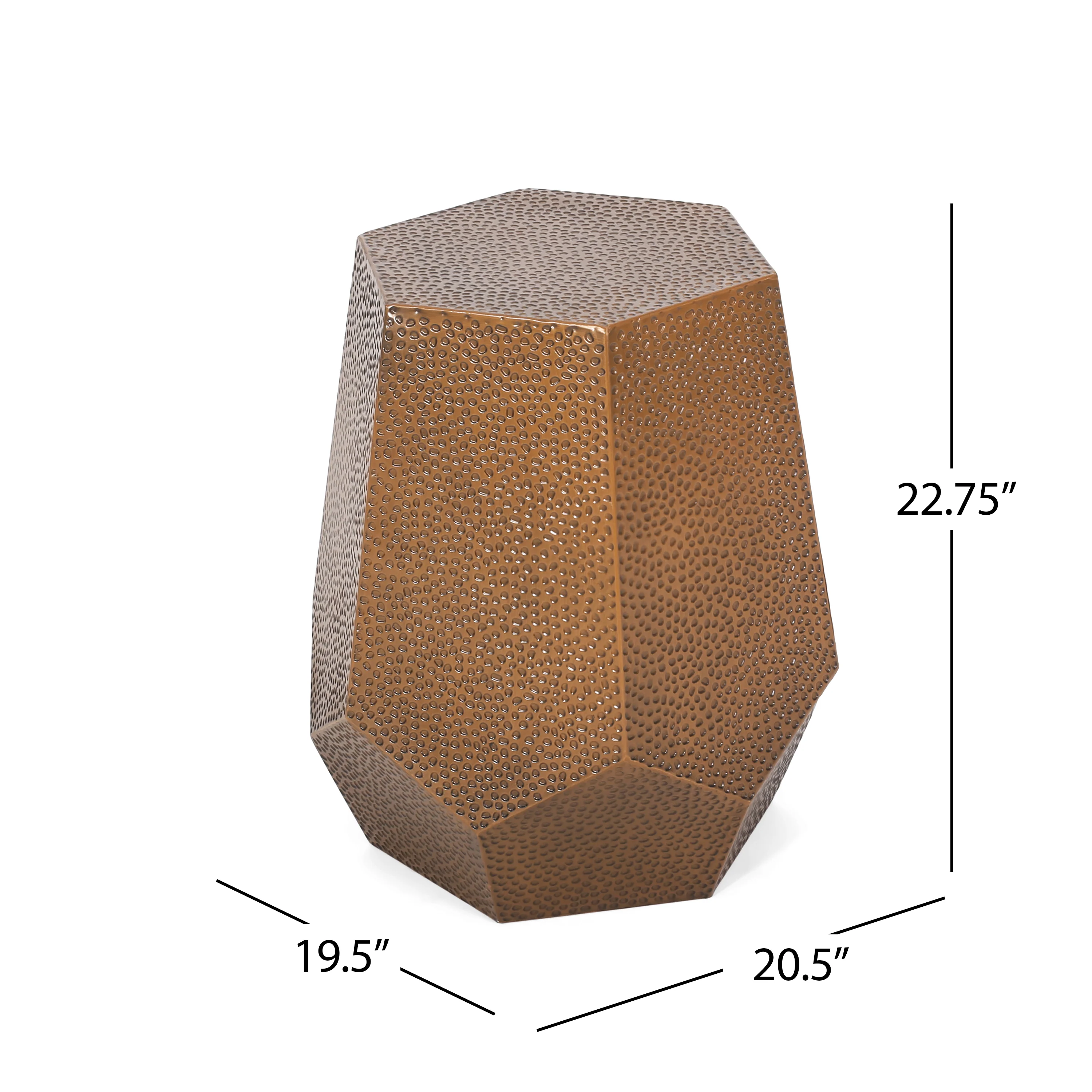 Spofford Modern Hammered Iron Geometric Side Table - furnishings
