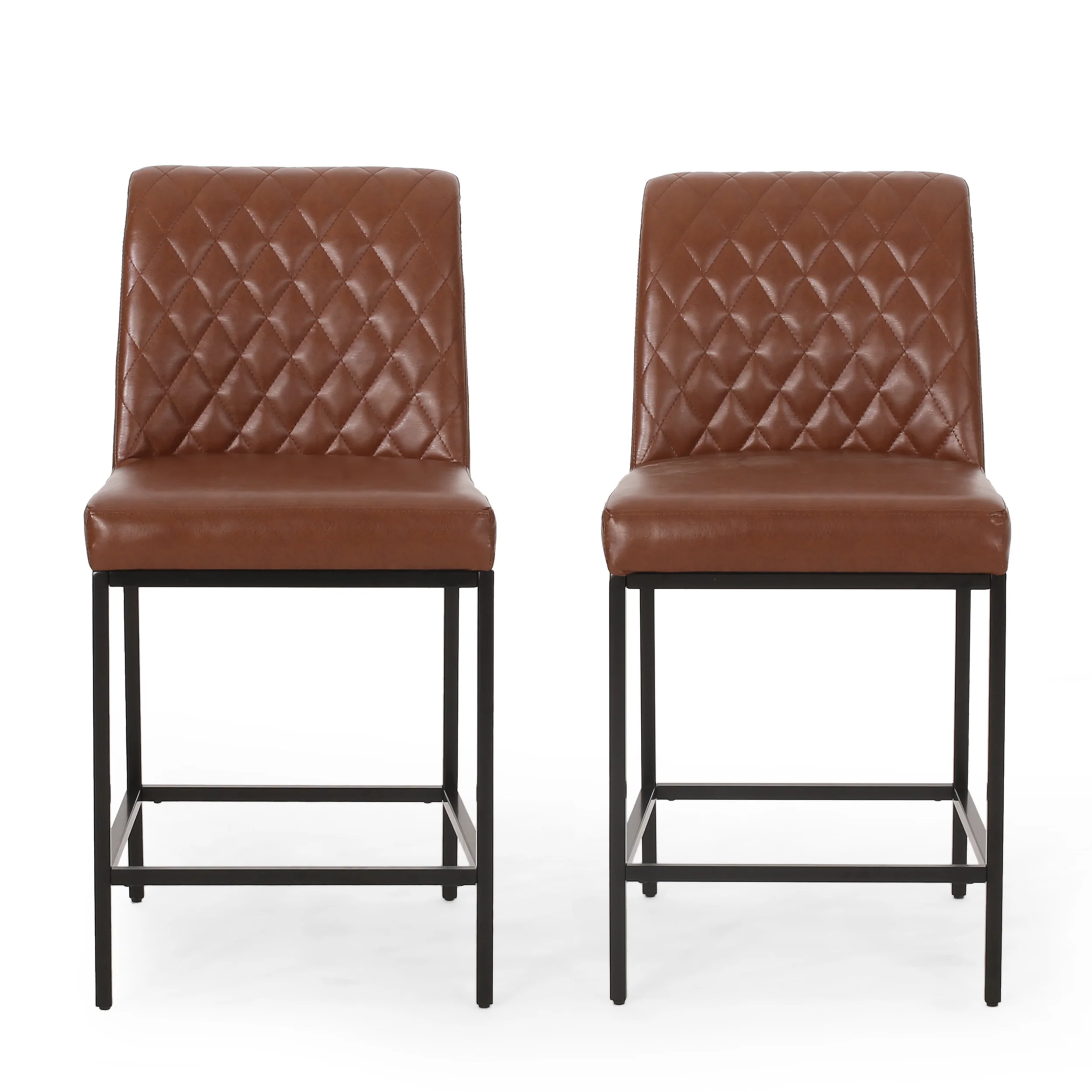 Lansing Contemporary Diamond Stitch Counter Stools, Set of 2 - furnishings
