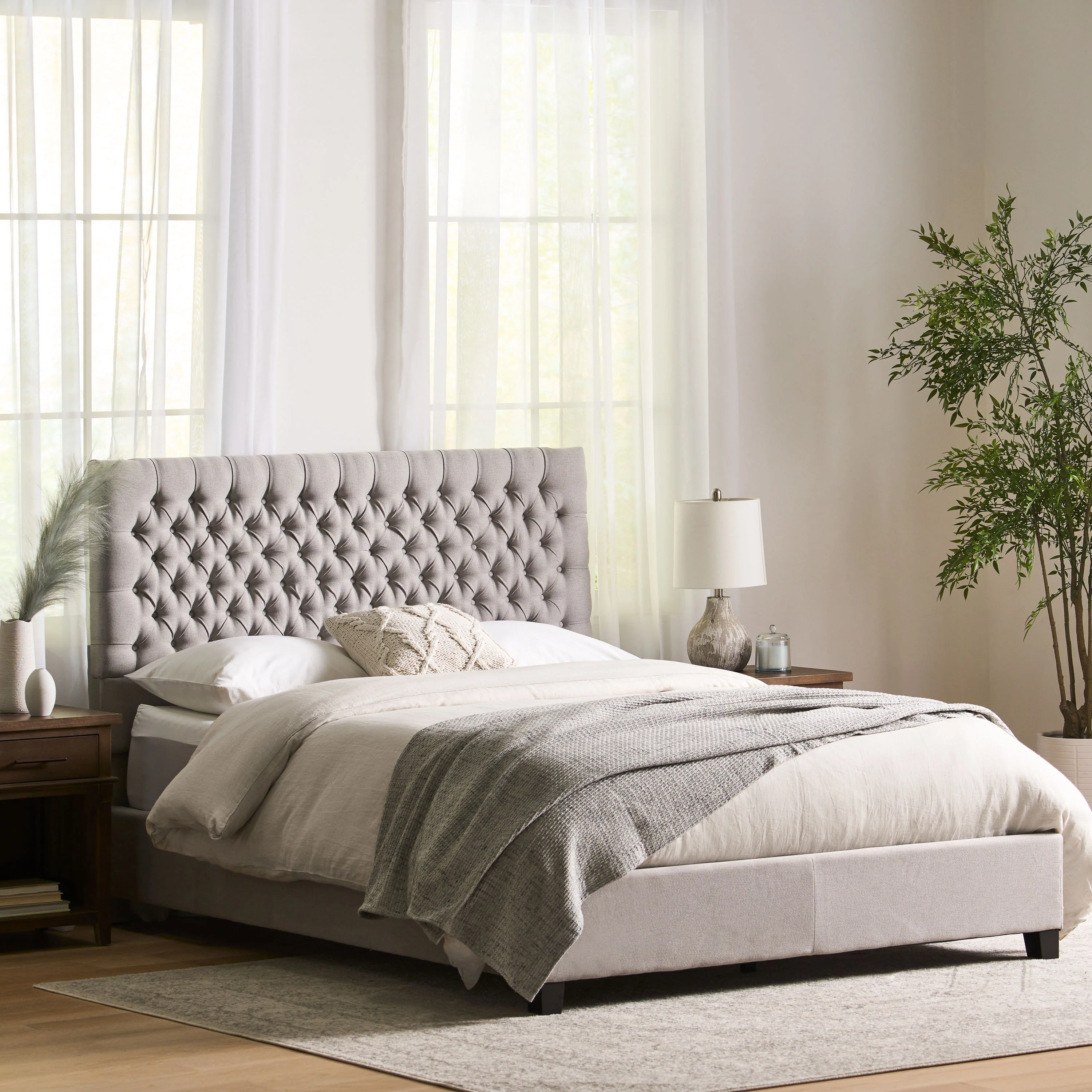 Cumulus Fully Upholstered Fabric Queen Bed - furnishings