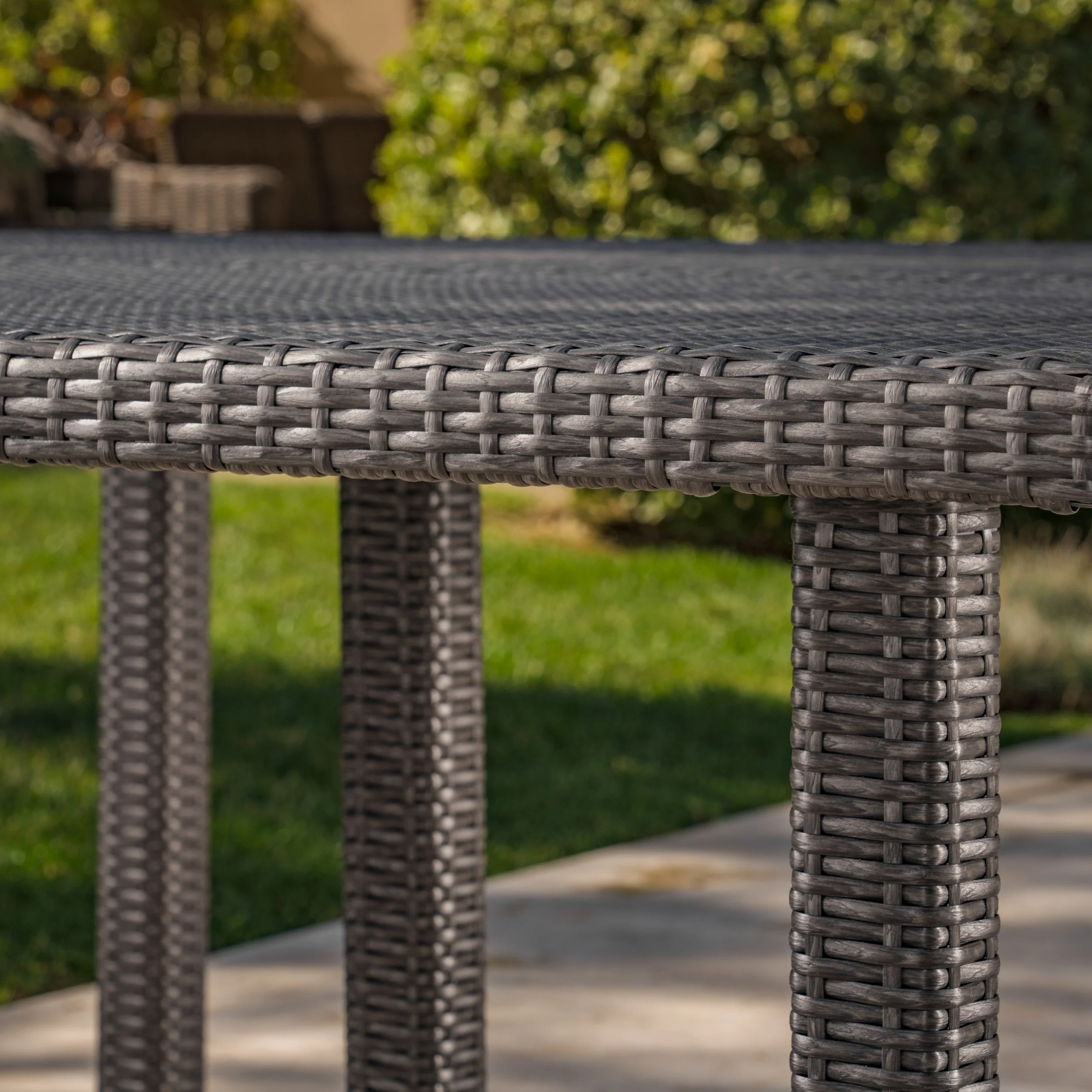 Bheleso Outdoor 9 Piece Wicker Dining Set with Light Water Resistant Cushions - furnishings