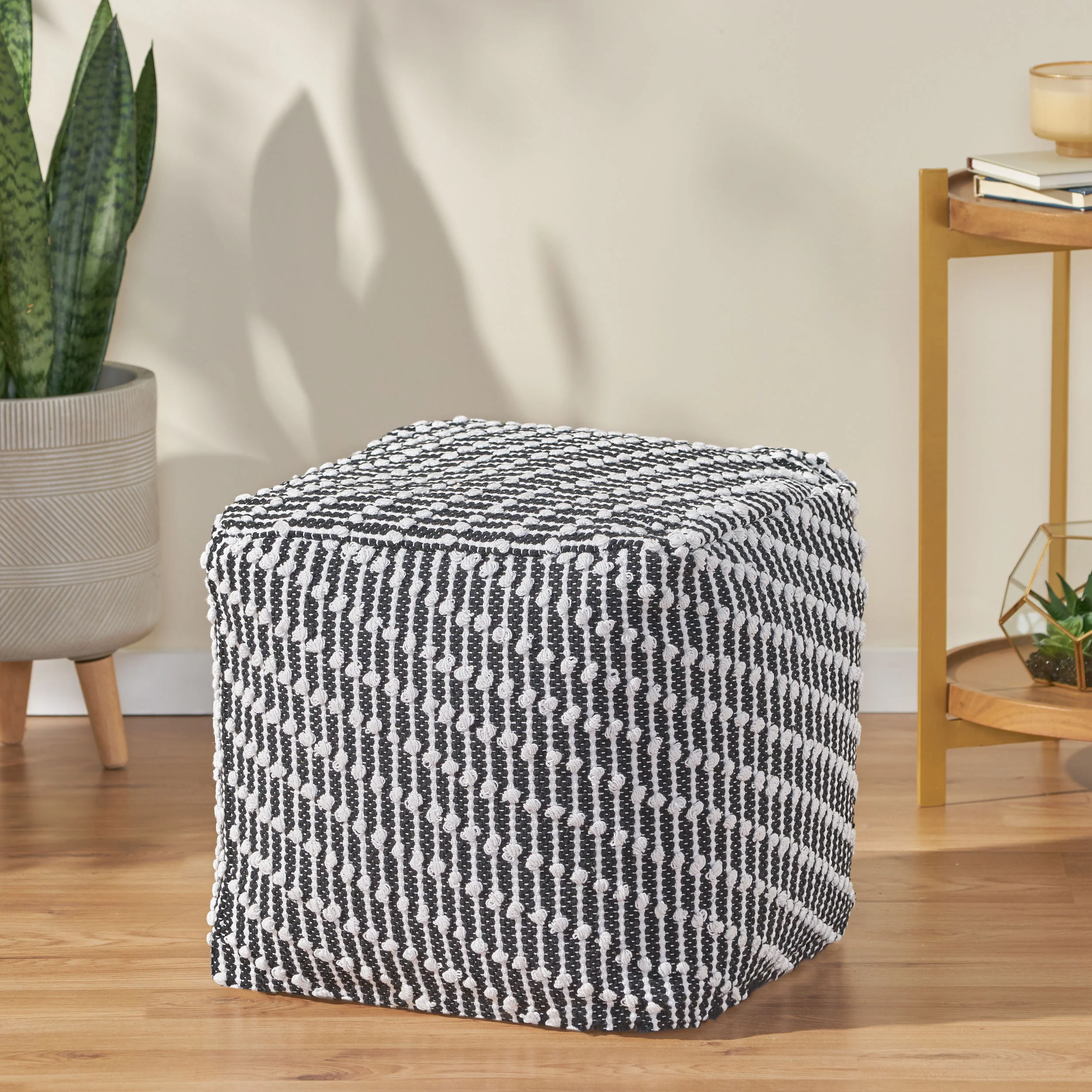Jihad Boho Fabric Cube Pouf - furnishings