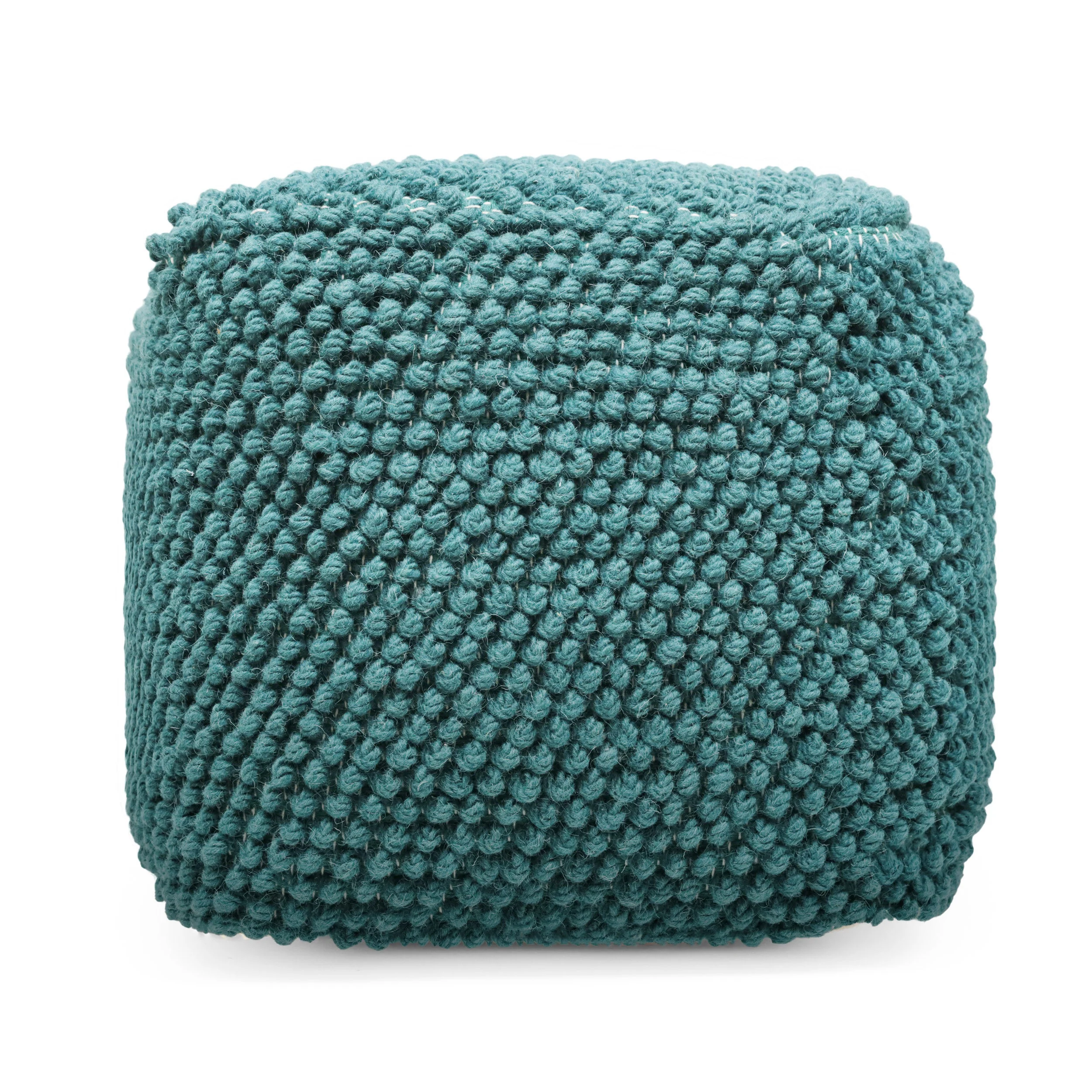 Devries Boho Handcrafted Tufted Fabric Cube Pouf - furnishings