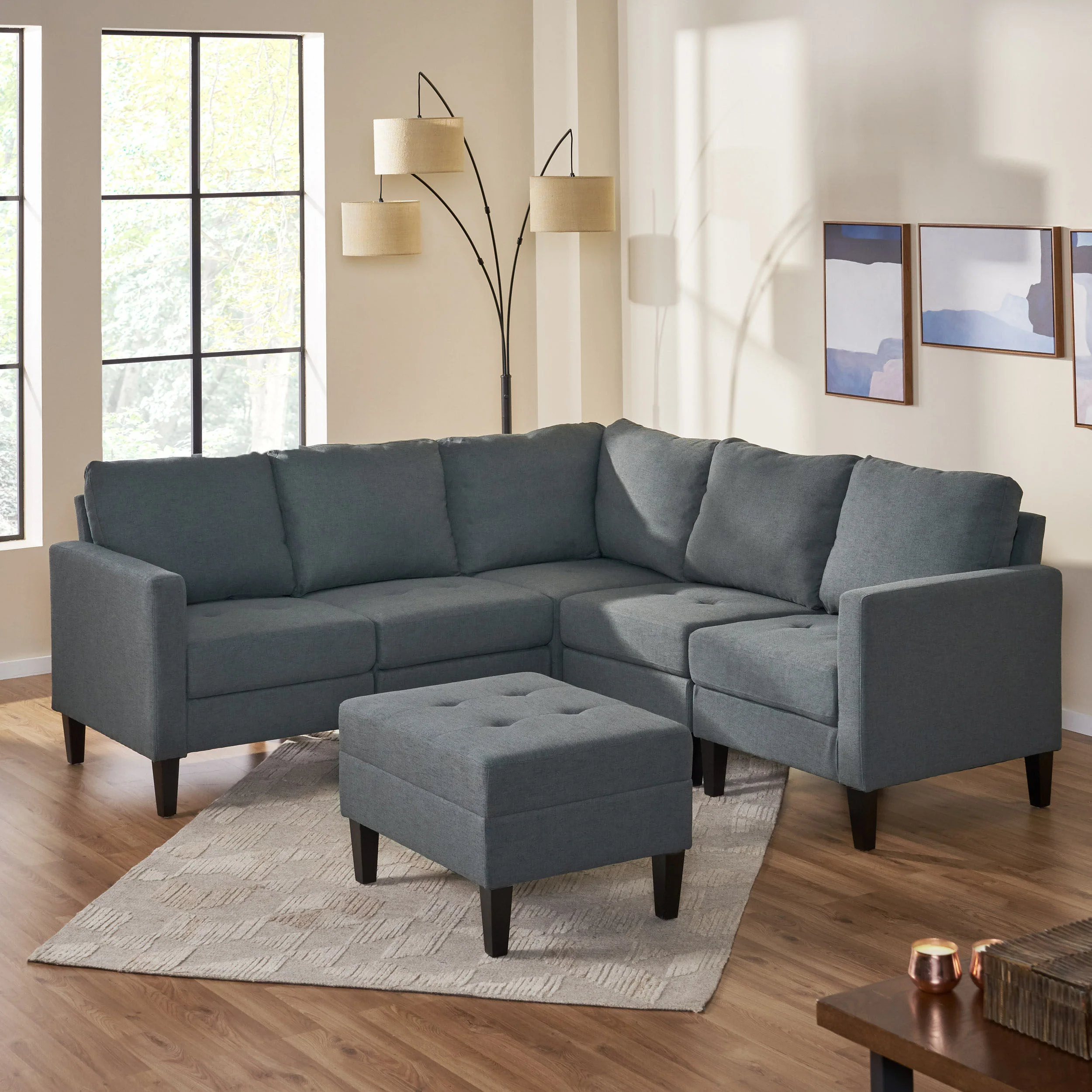 Bridger Fabric Sectional Couch with Ottoman - furnishings