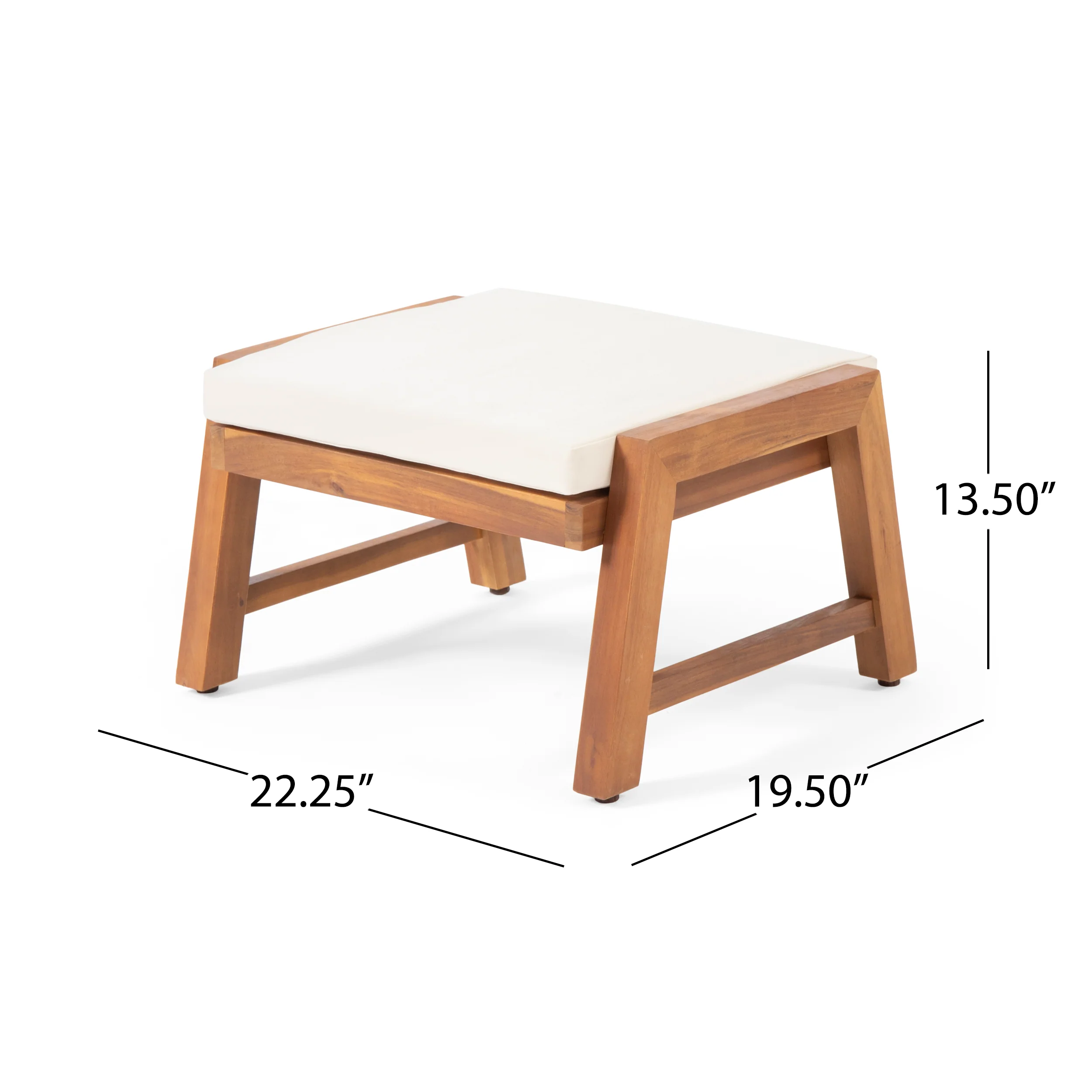 Avacyn Outdoor Acacia Wood Ottomans with Cushion, Set of 2 - furnishings