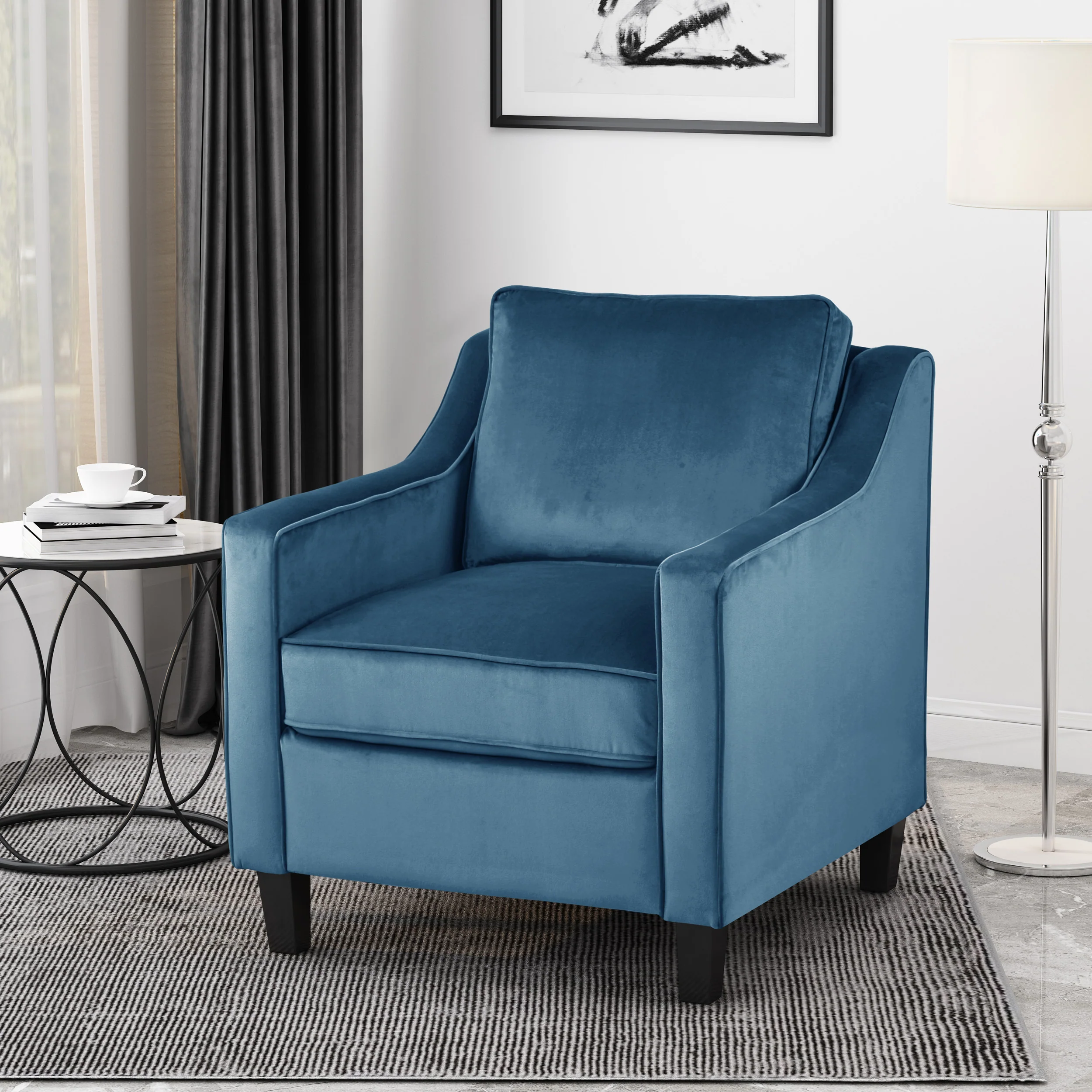 Sonny Contemporary Velvet Club Chair - furnishings