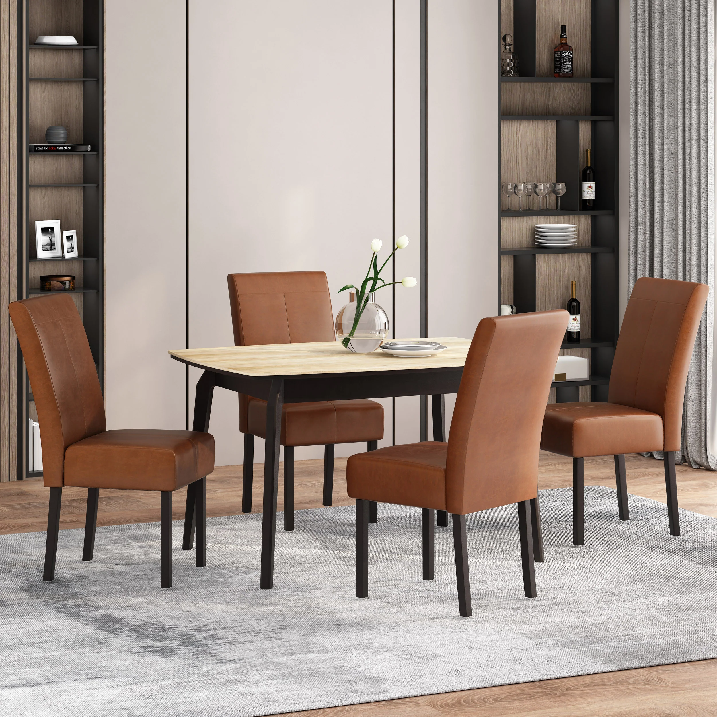 Percival Contemporary Upholstered T-Stitch Dining Chairs, Set of 4 - furnishings