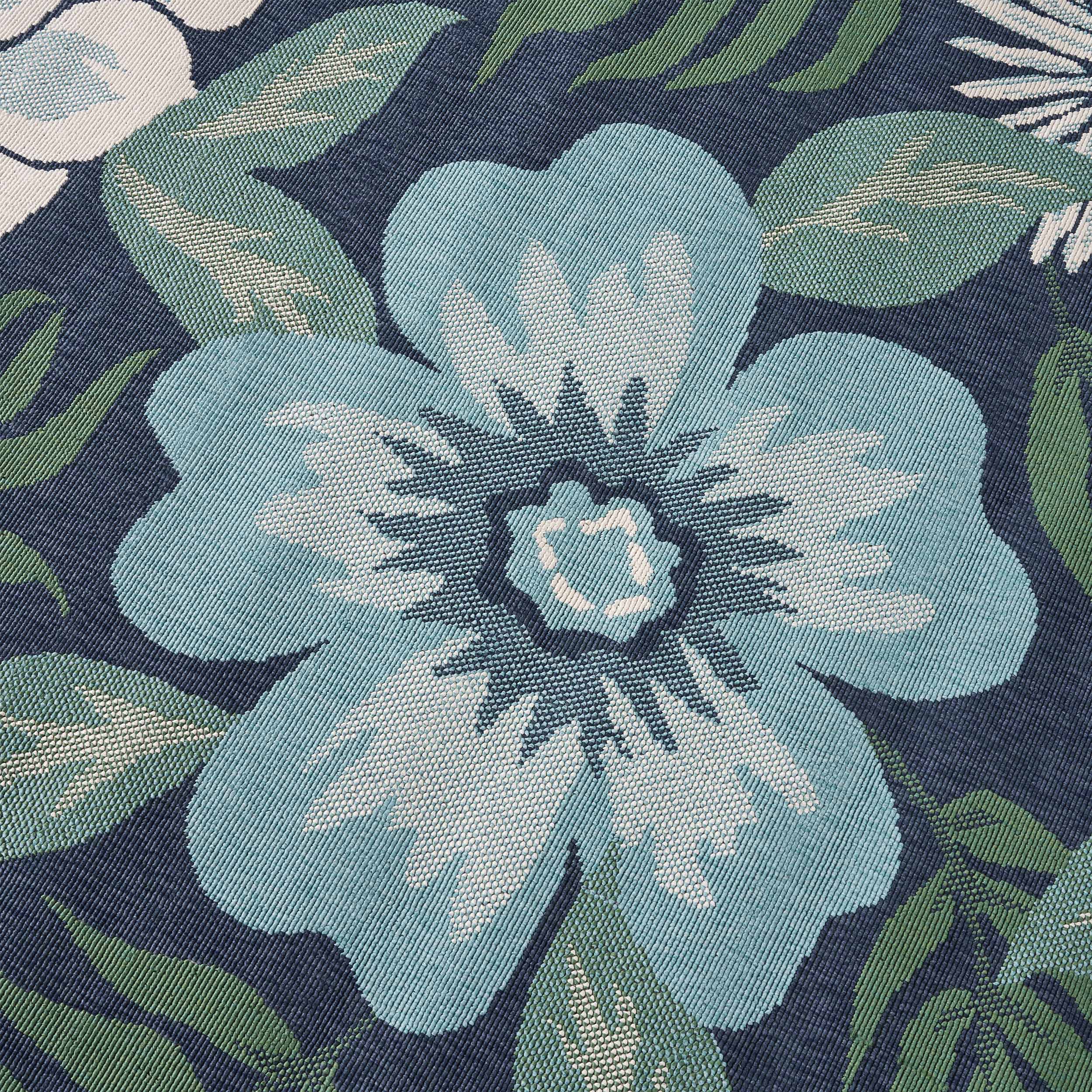 Truda Outdoor Floral Area Rug, Blue and Green - furnishings