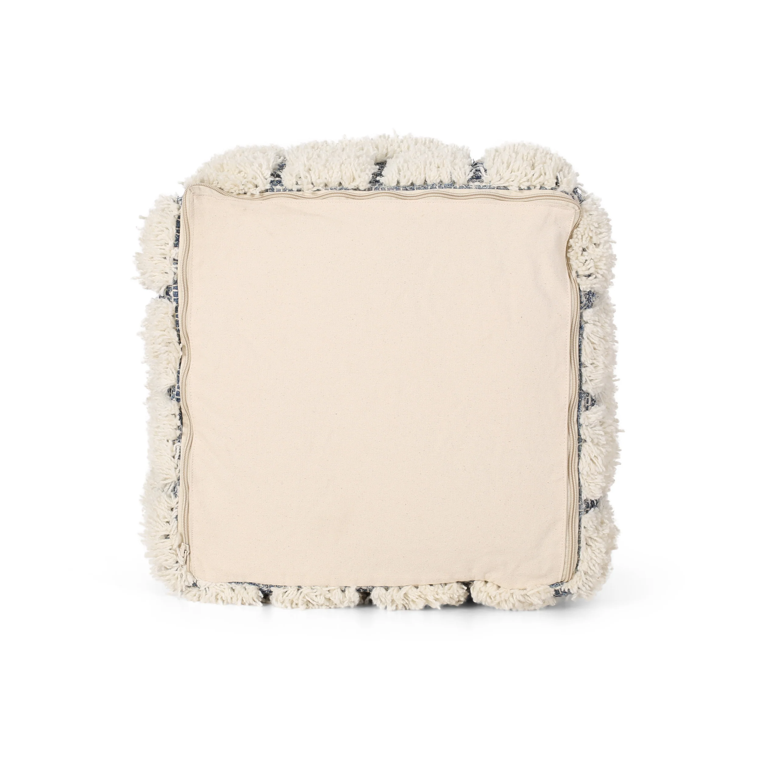 Davionna Boho Wool and Denim Pouf - furnishings