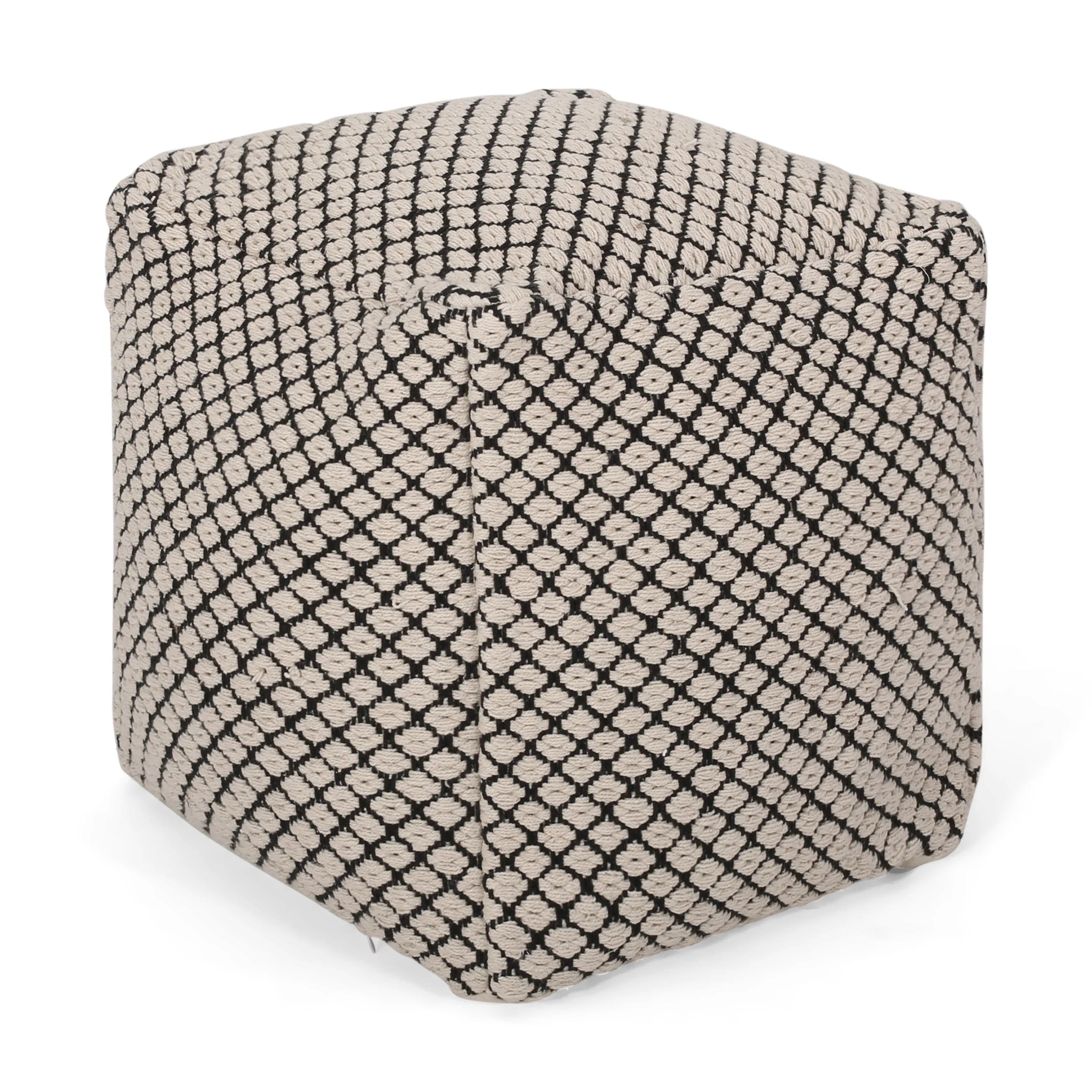 Aile Boho Fabric Cube Pouf - furnishings