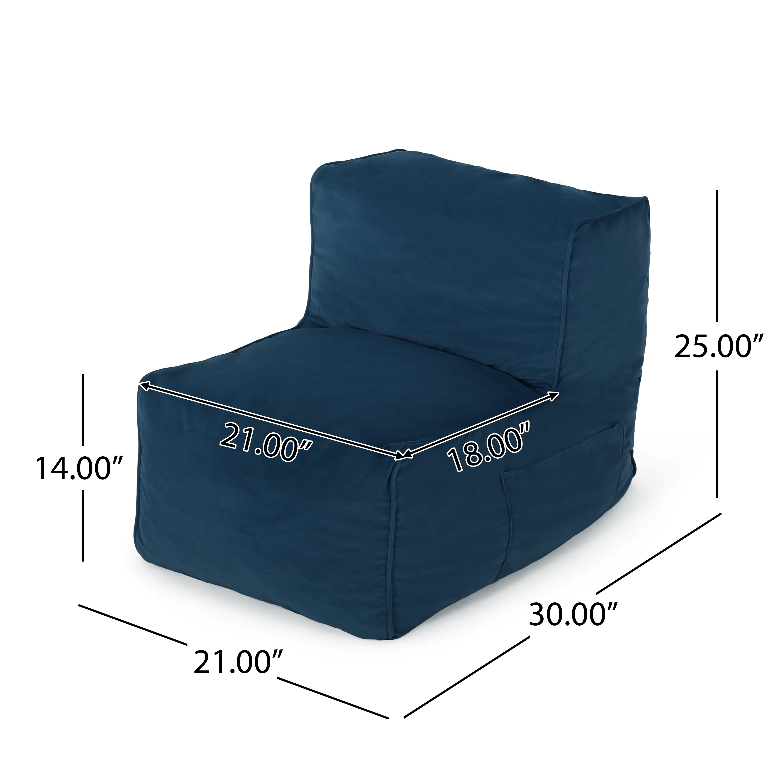 Caraway Modern Velvet Bean Bag Chair - furnishings