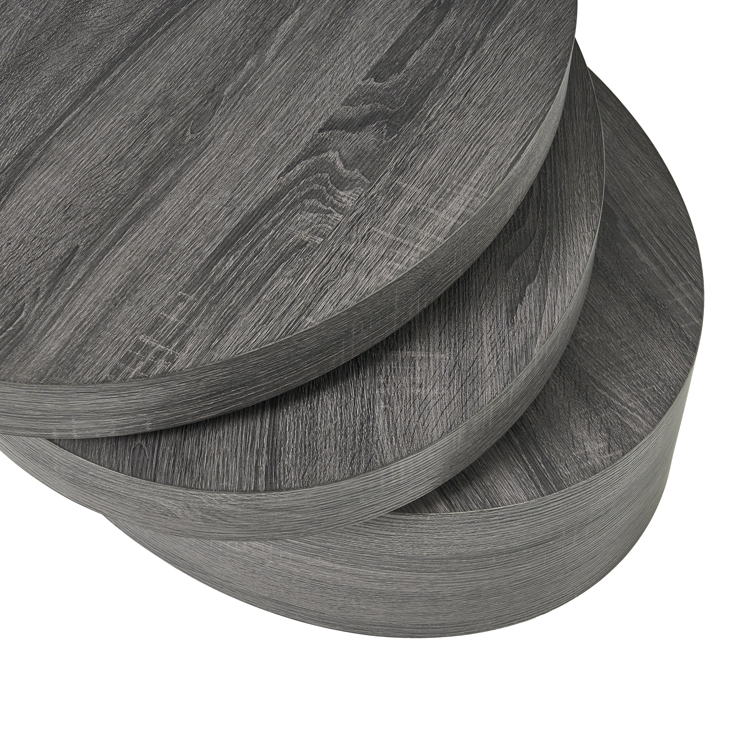 Lenox Modern Oval Black Oak Finish Faux Wood Rotating Coffee Table - furnishings