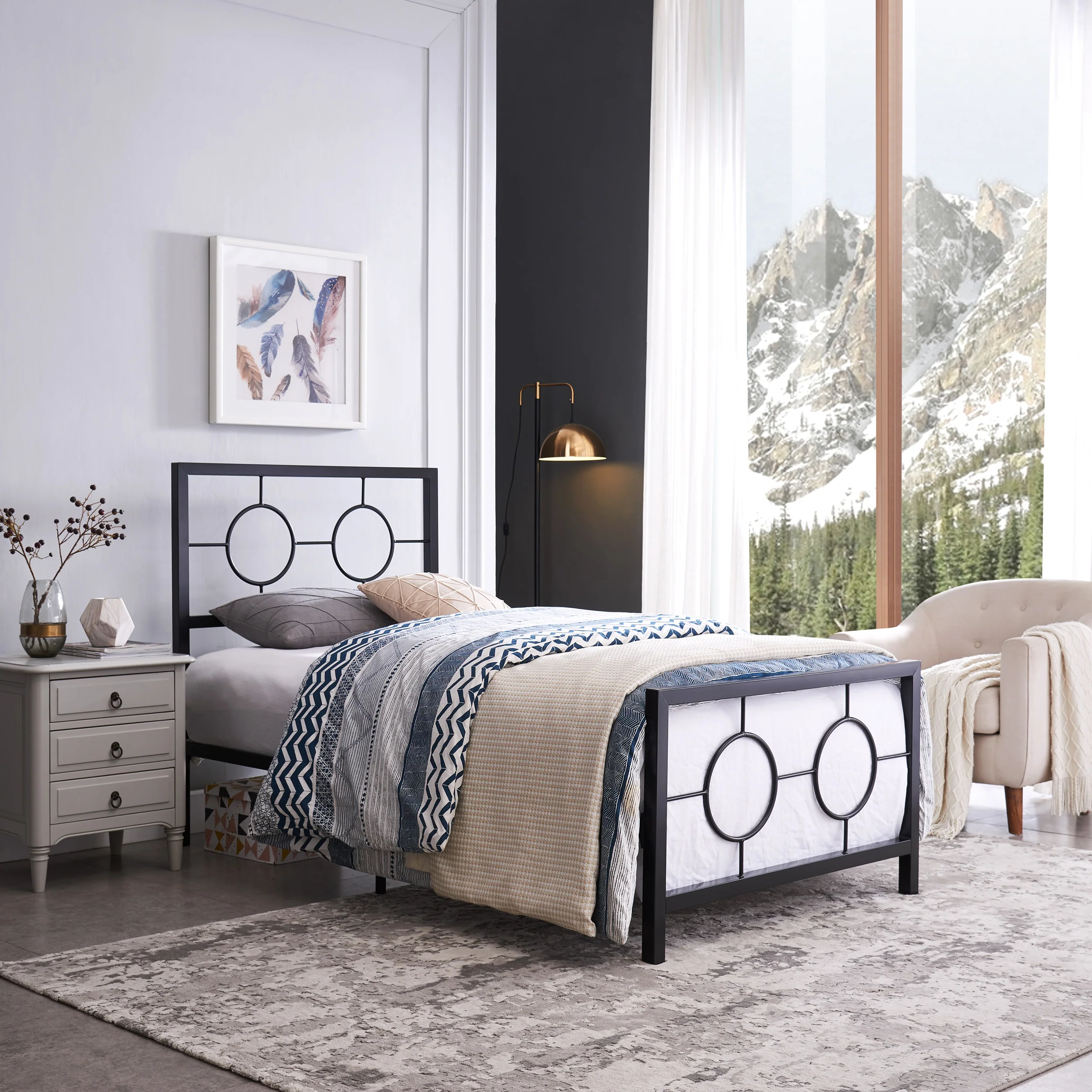 Doris Modern Iron Twin Bed - furnishings