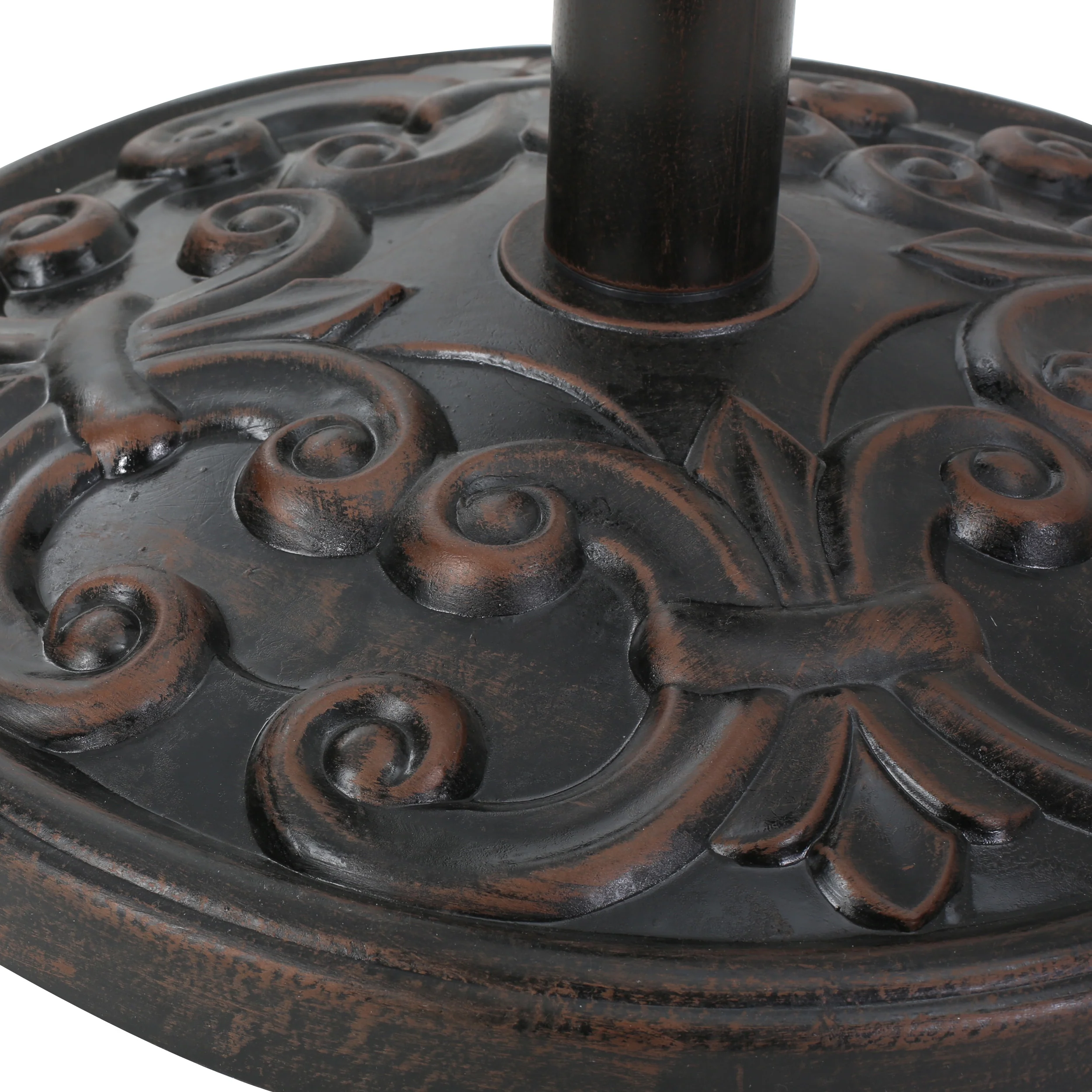 Gretta Outdoor Bronze Resin and Black Steel Unbrella Base - furnishings