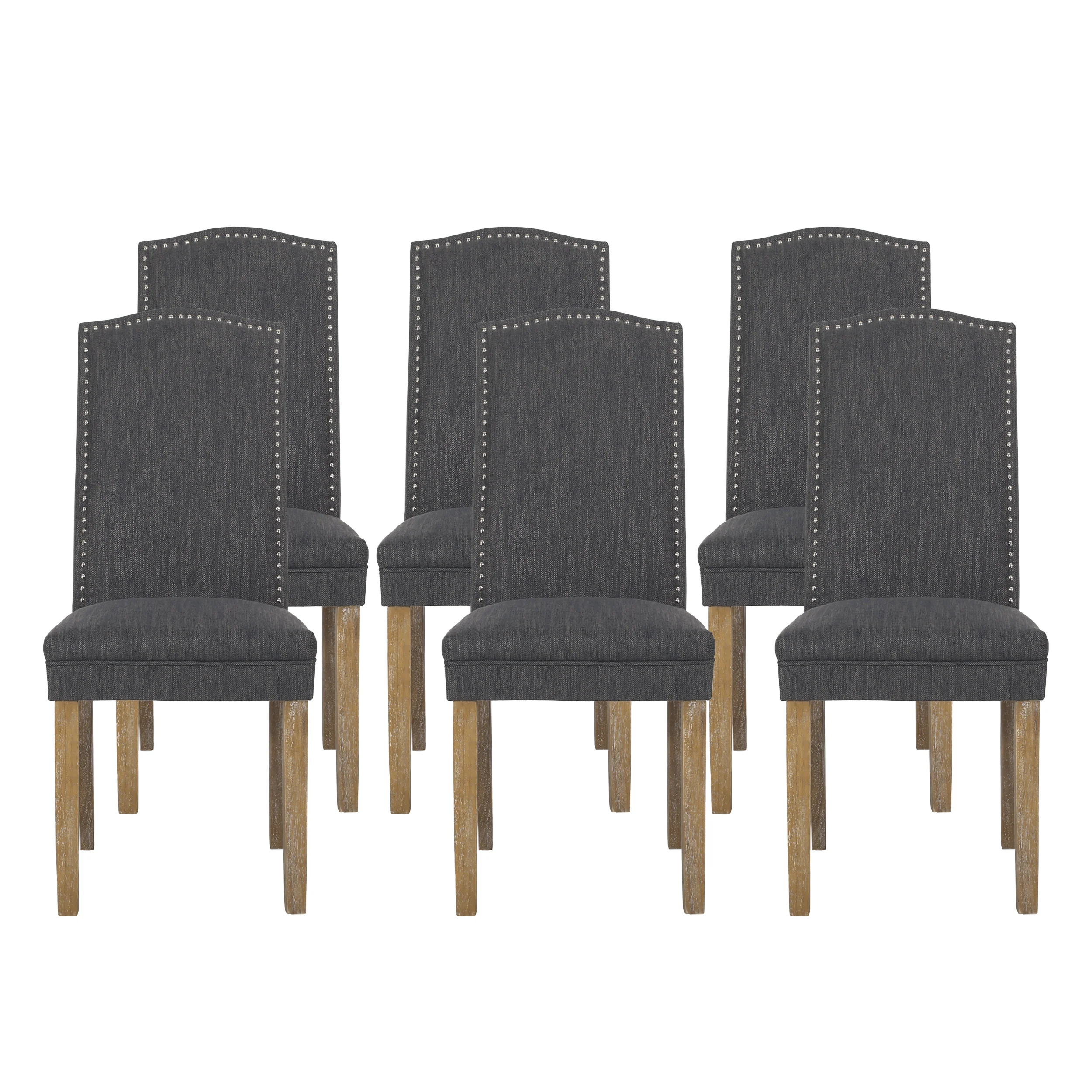 Geromin Contemporary Fabric Dining Chairs with Nailhead Trim, Set of 6 - furnishings