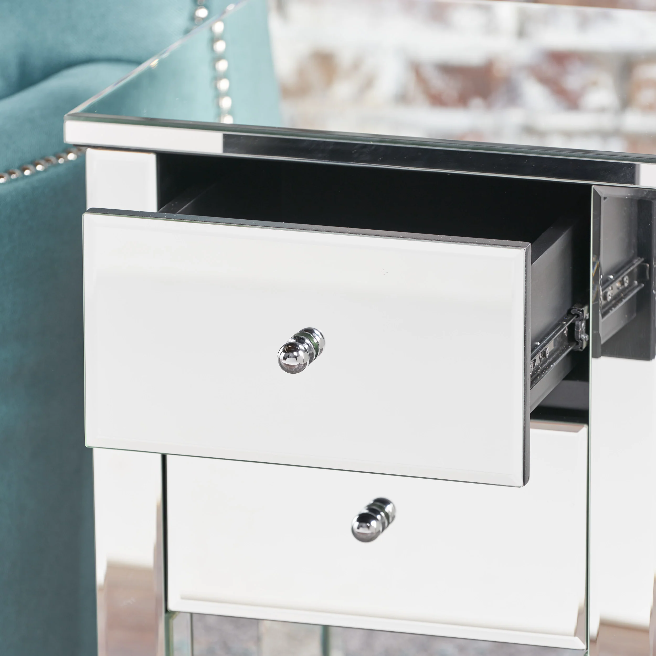 Seranade Mirror Finished 2 Drawer Side Table - furnishings