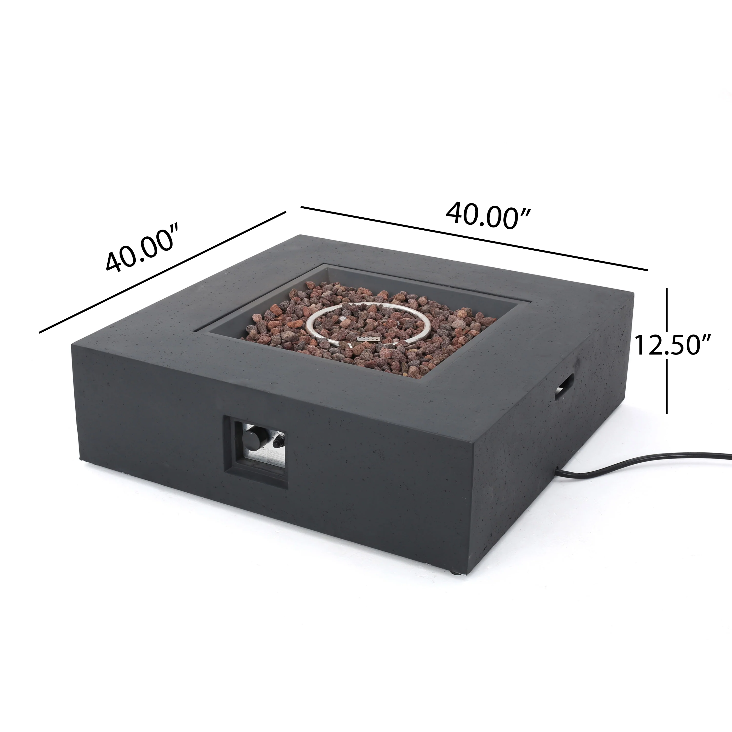 Hearth Outdoor 50,000 BTU Lightweight Concrete Square Fire Pit (No Tank Holder) - furnishings
